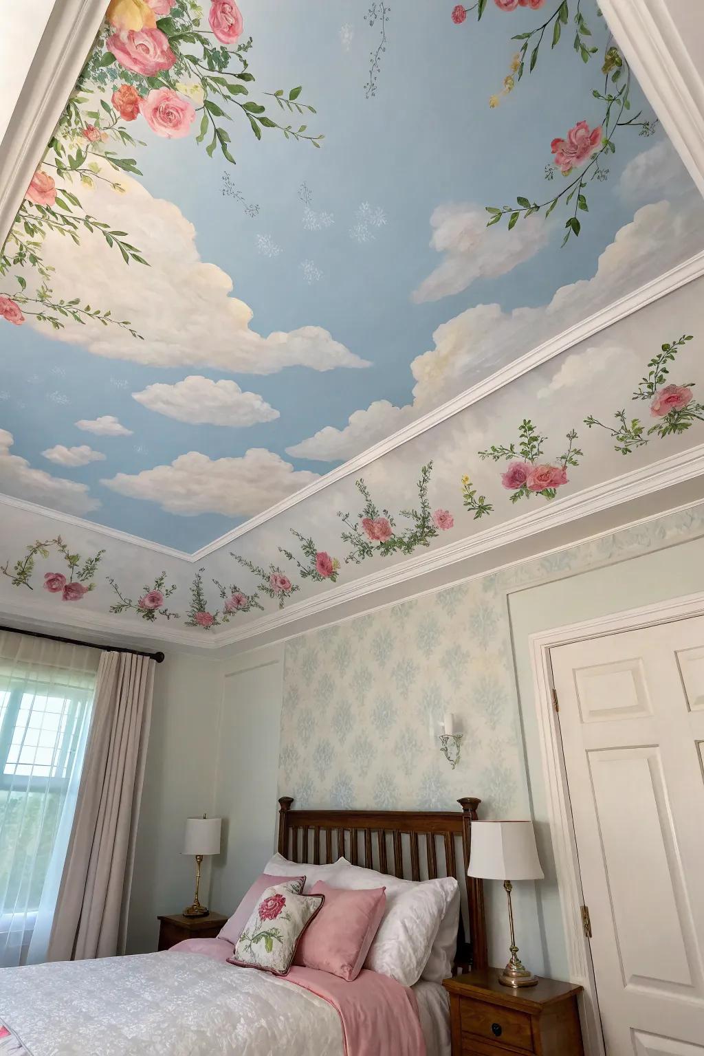 With ceiling art, you can design a dreamy atmosphere.
