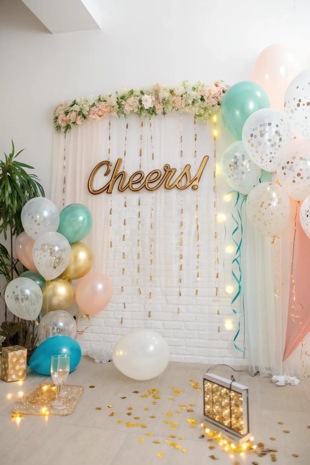 A themed backdrop morphing into the party’s prime photo destination.