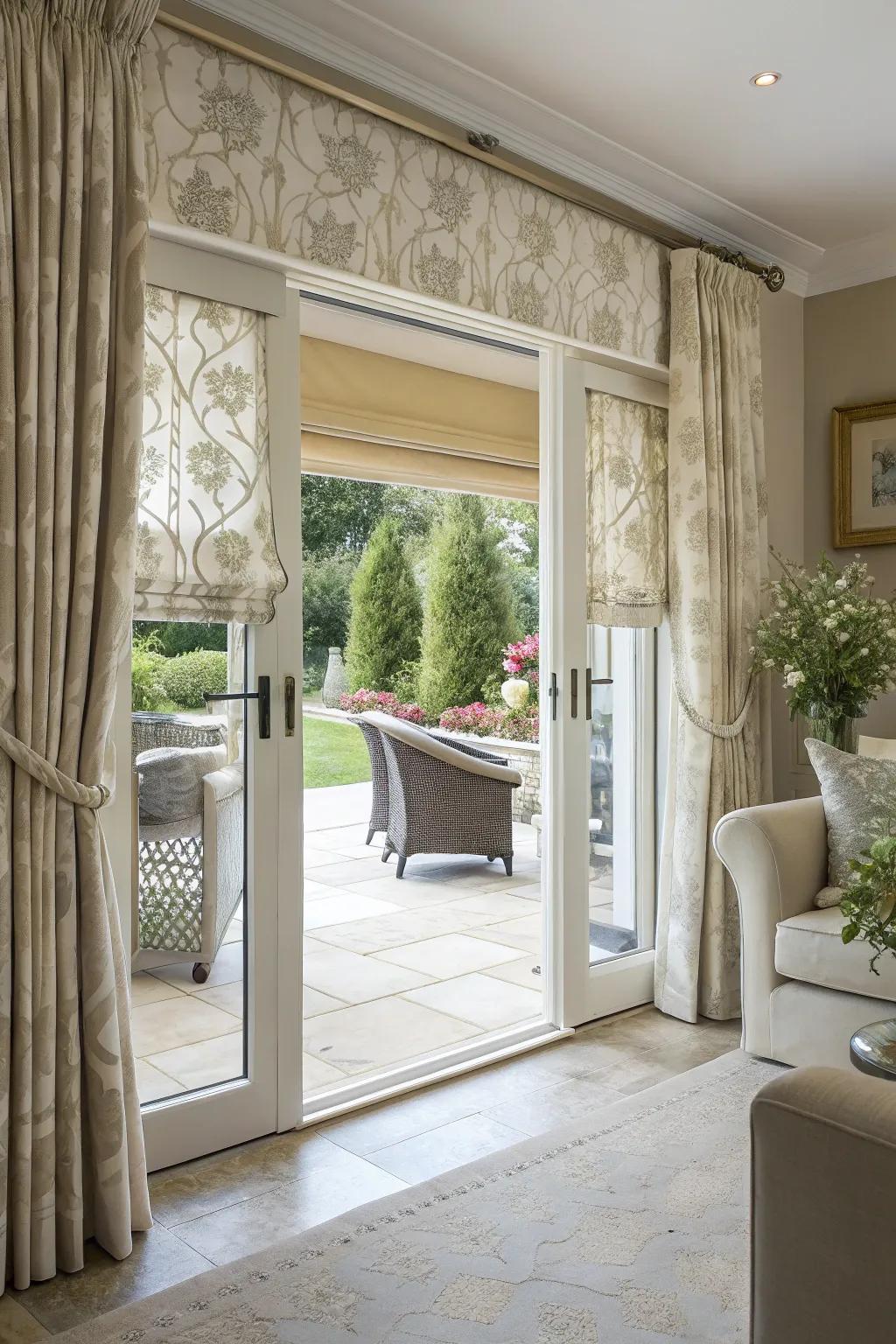 Layering majestic shades with curtains enhances texture and dimension in your decor.