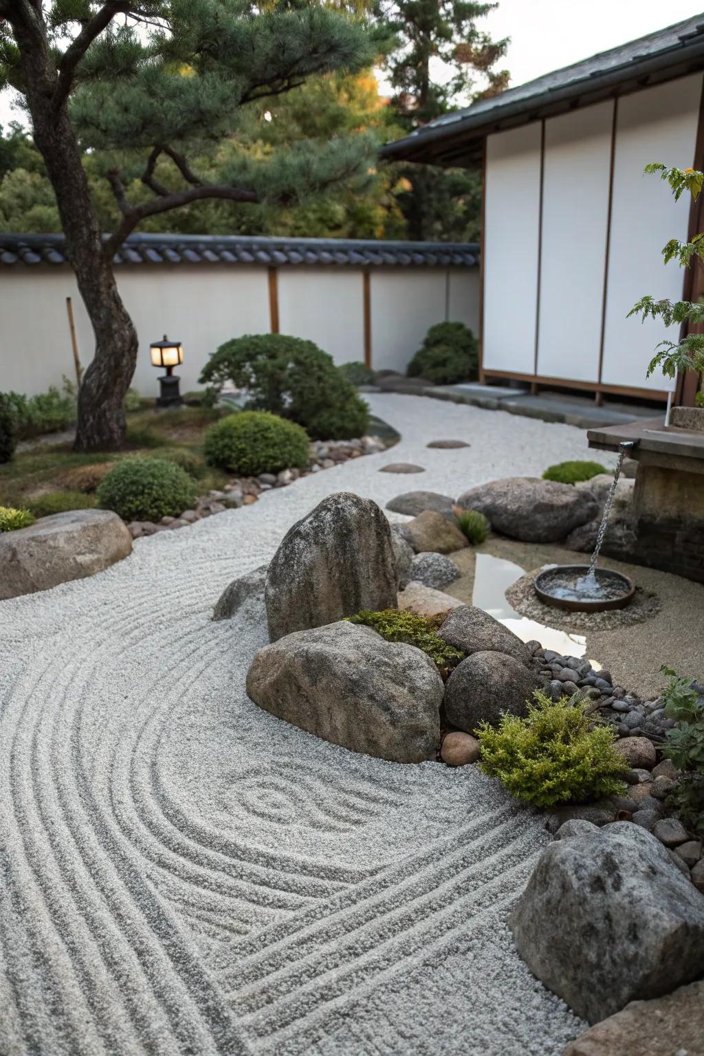 Discover your calmness in a small stone Peaceful garden.