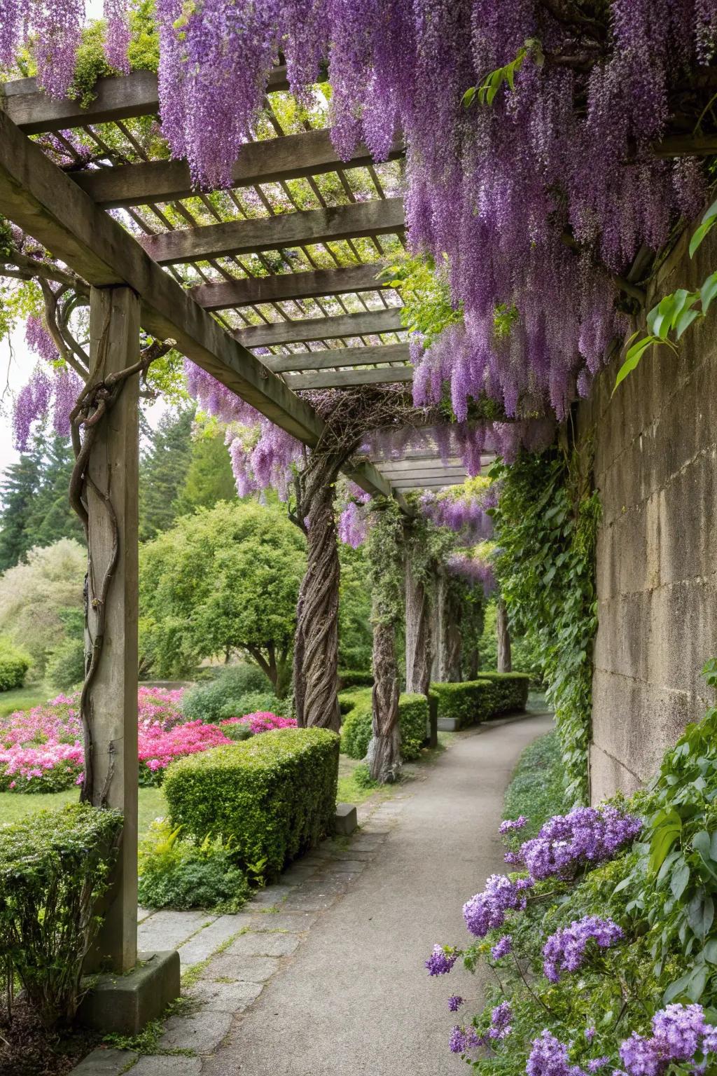 Climbing flora establish a natural and energetic privacy wall.