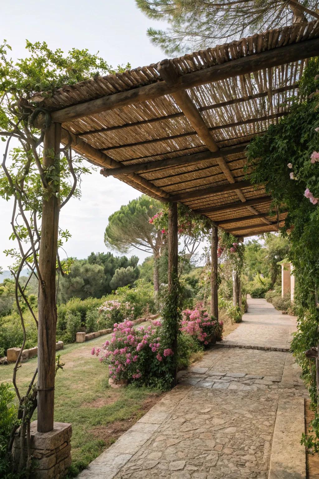Countryside charm meets nature’s beauty with a bamboo roof.