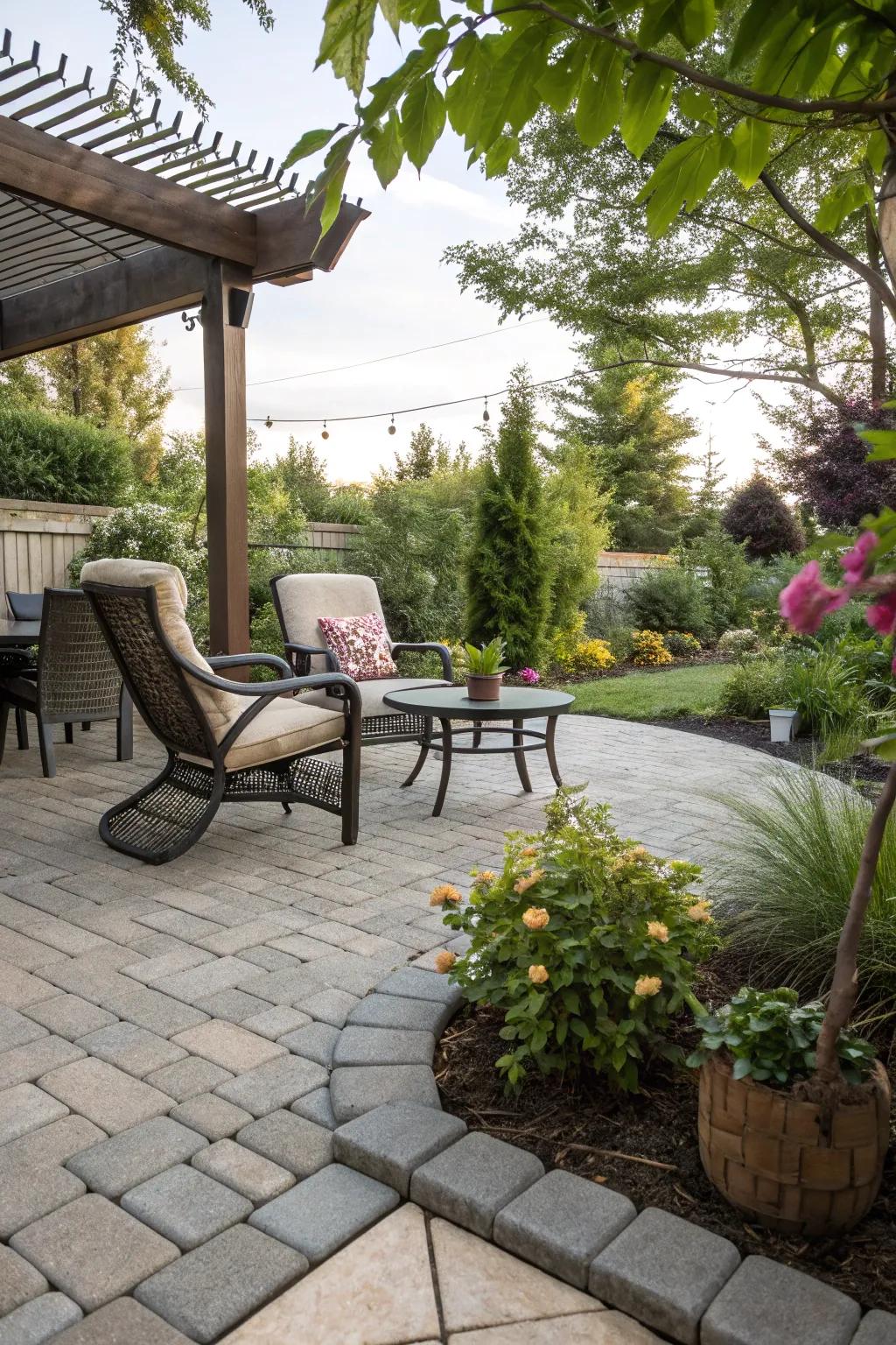 A cozy seating area on a permeable patio, perfect for relaxation.