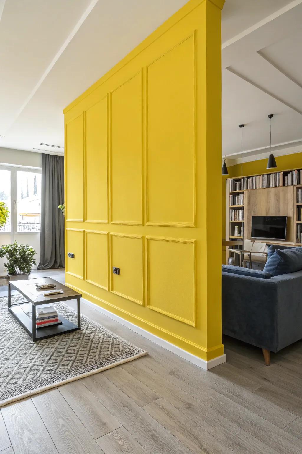 A radiant and bold yellow wall, producing an energetic and vibrant photo backdrop.