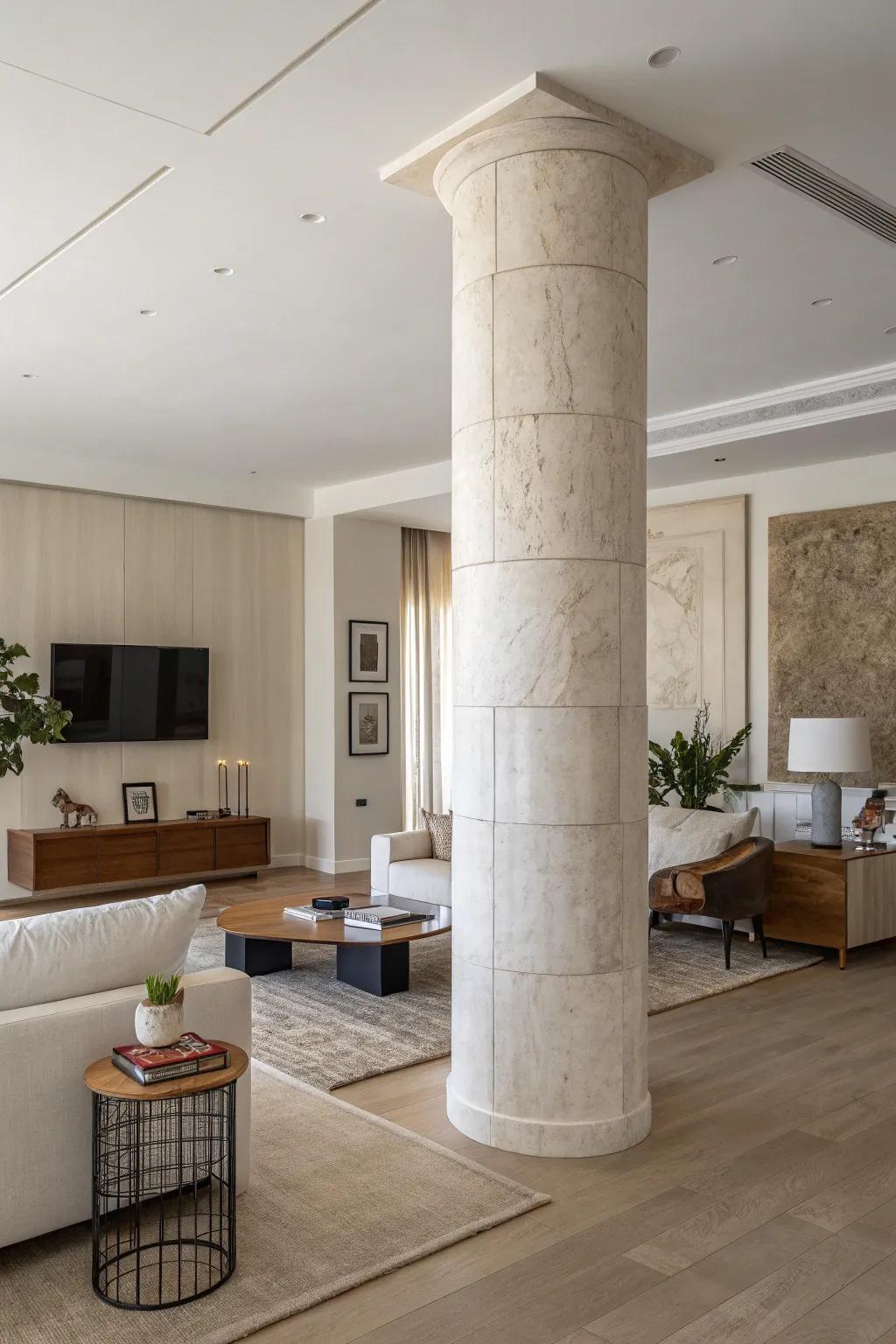 Minimalistic pillars integrate perfectly within modern areas.