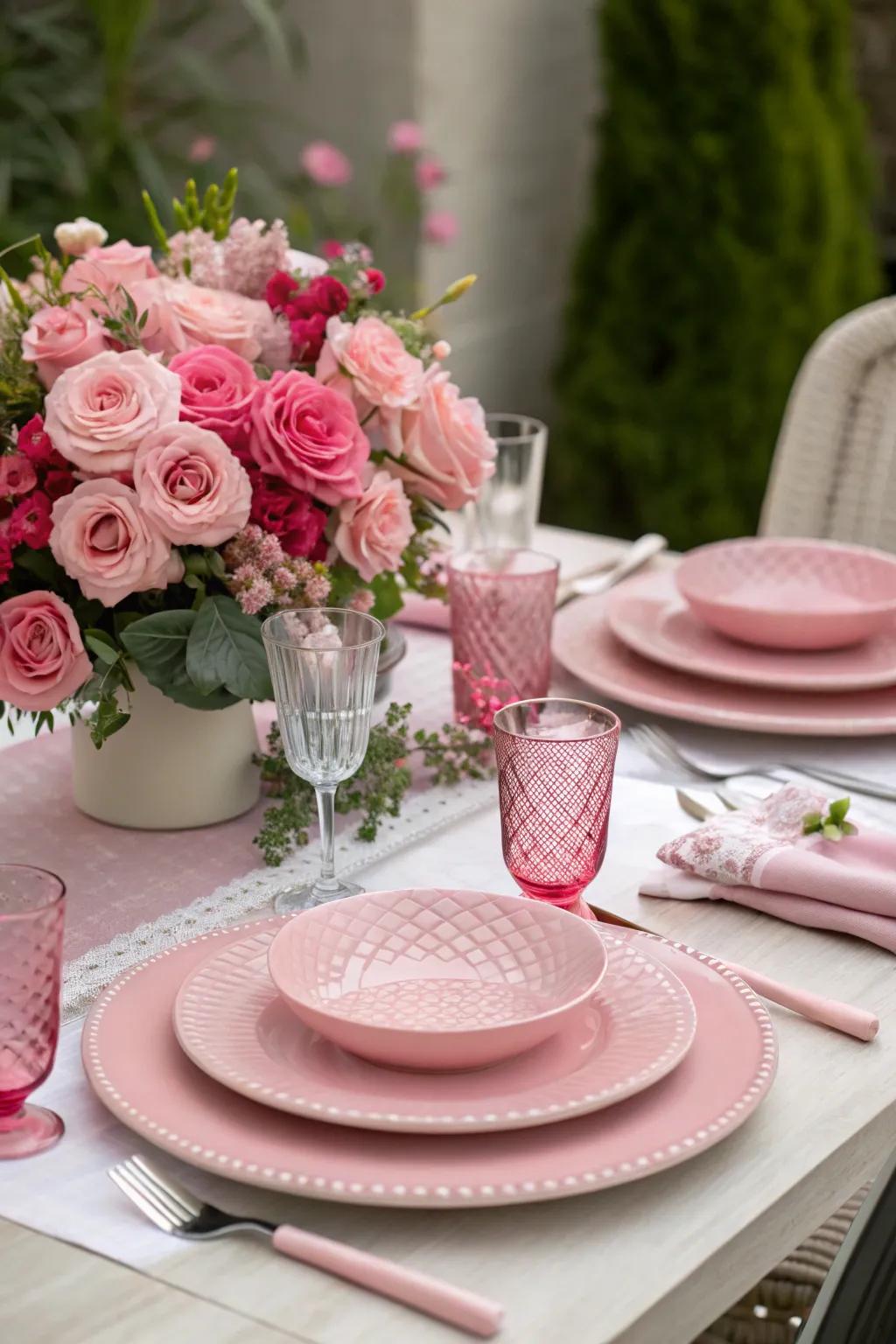 A holiday-ready pink table.