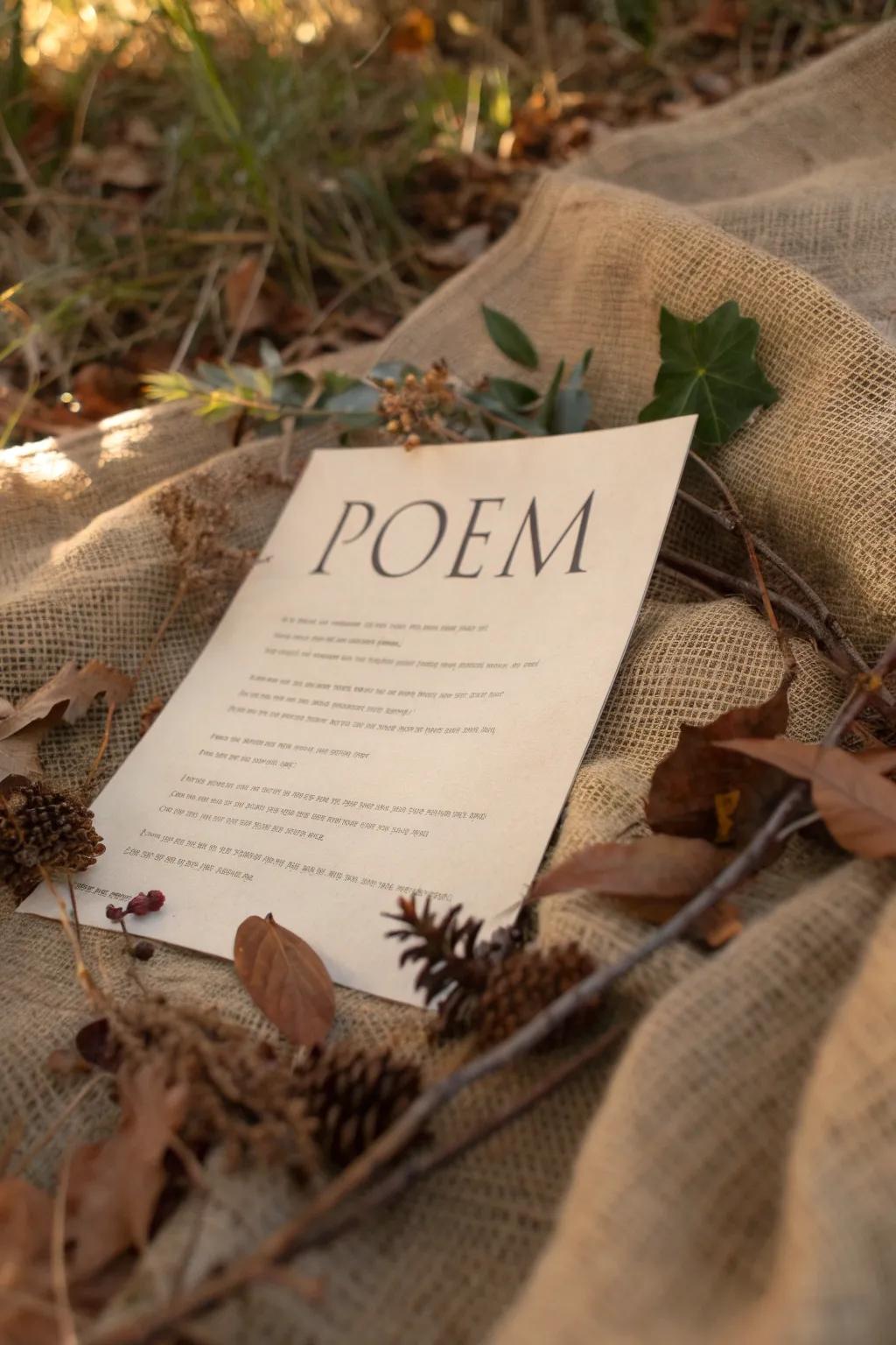 Raw components contribute an organic impression to your poem's décor.