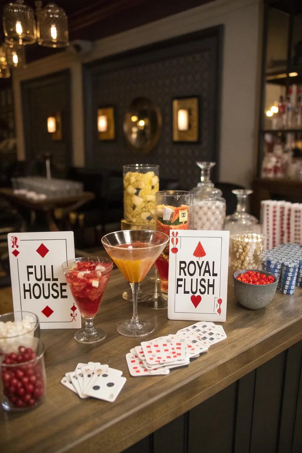Blend and socialize at your custom poker drink station.