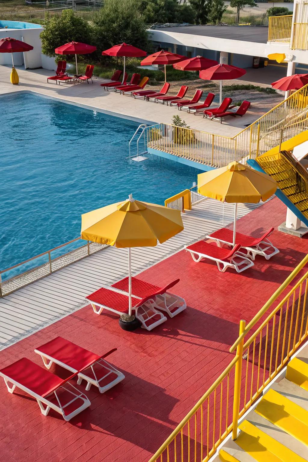 Bold colors – perfect for an energetic, dynamic poolside.