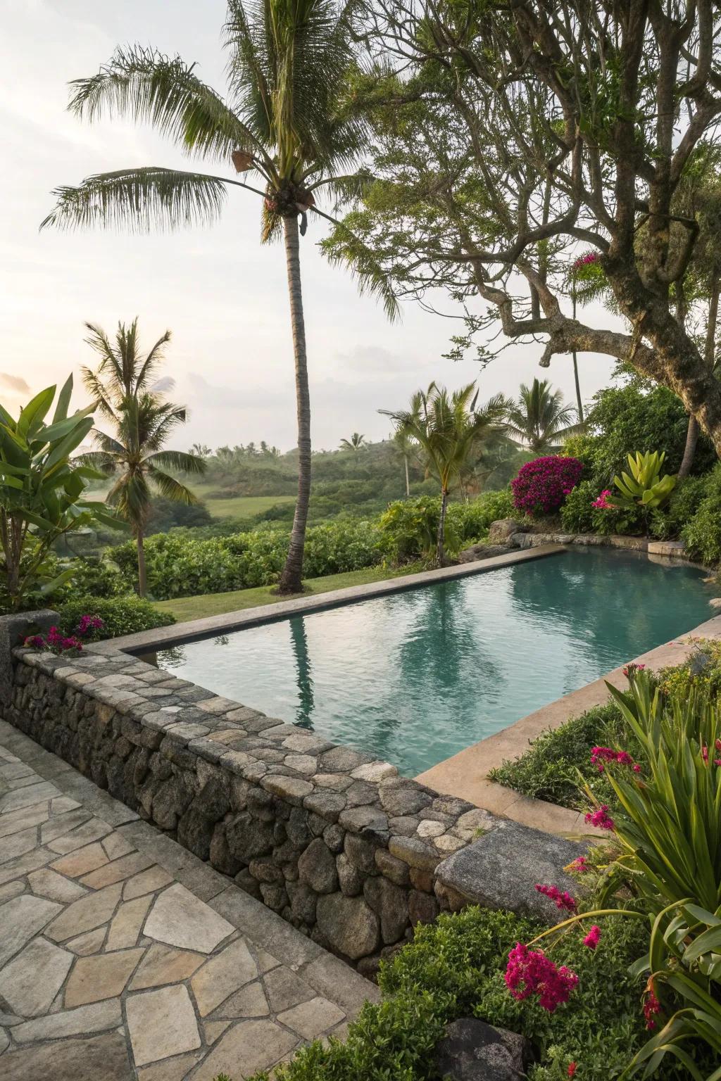 Organic rock introduces an earthy, refined feel to your pool design.