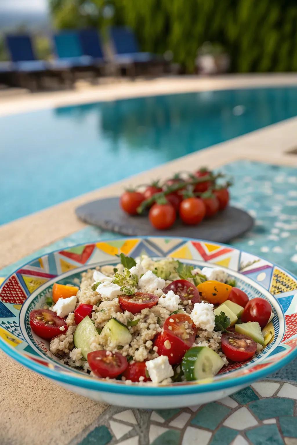 Savor a nutritious and delicious bowl of Mediterranean grains.