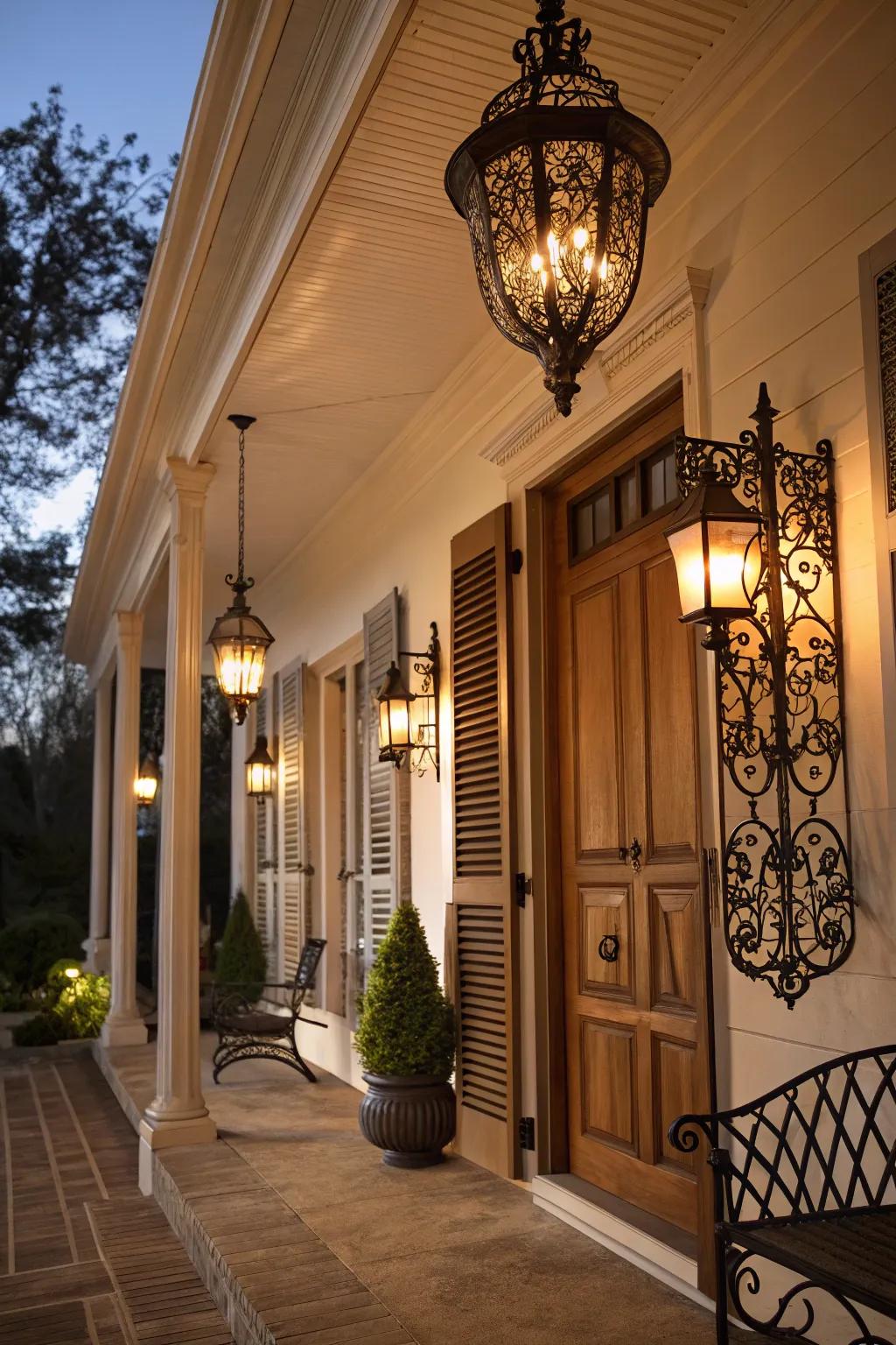 Illuminate your porch using chic lighting.