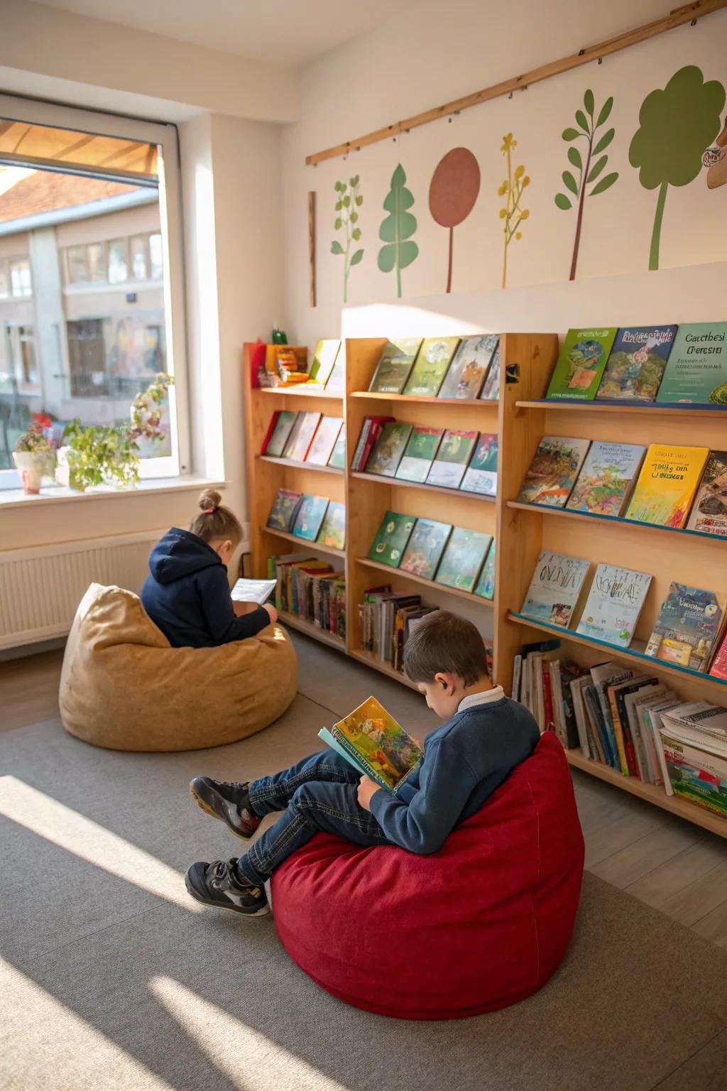 A cozy reading nook that beckons children to explore the magic of stories.