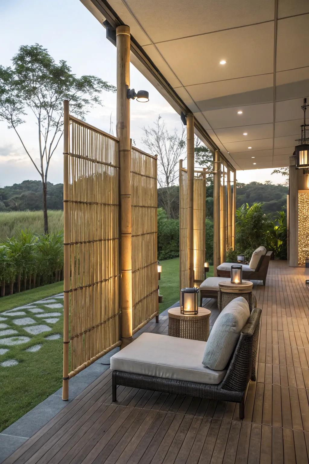 Bamboo screens offer an eco-friendly and stylish privacy solution.