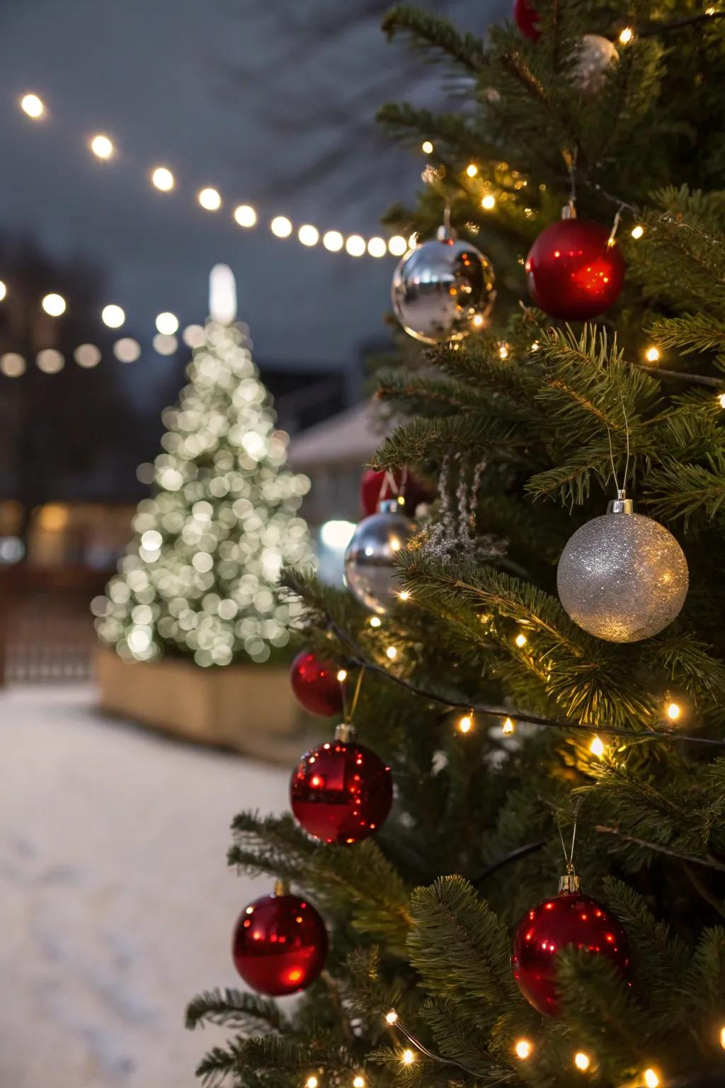 Your festive tree is enhanced with a magical glow from white lights.