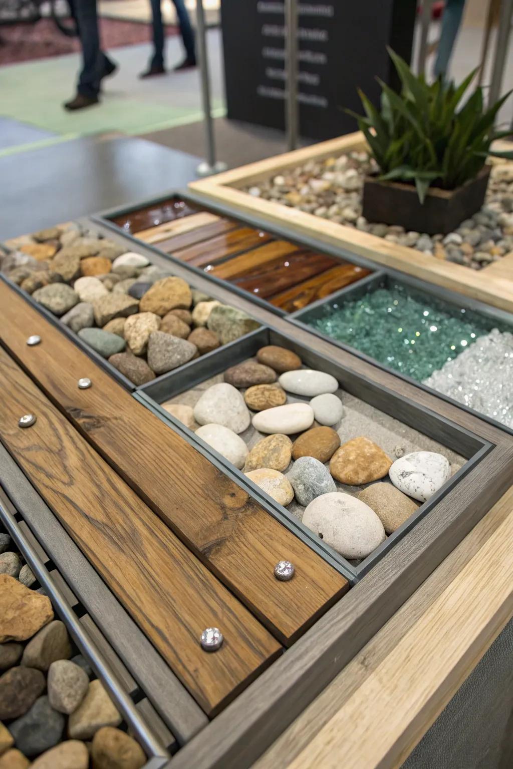 A blend of materials accentuating stone collections