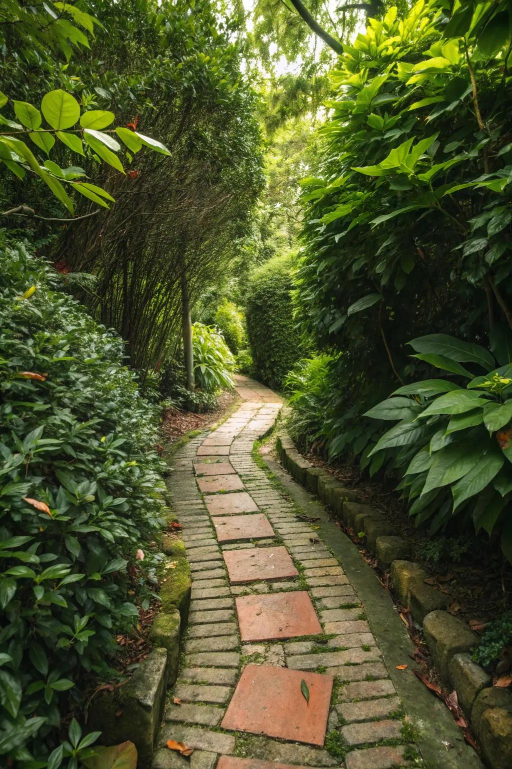 Striking borders impart a sense of order and refinement to garden walkways.