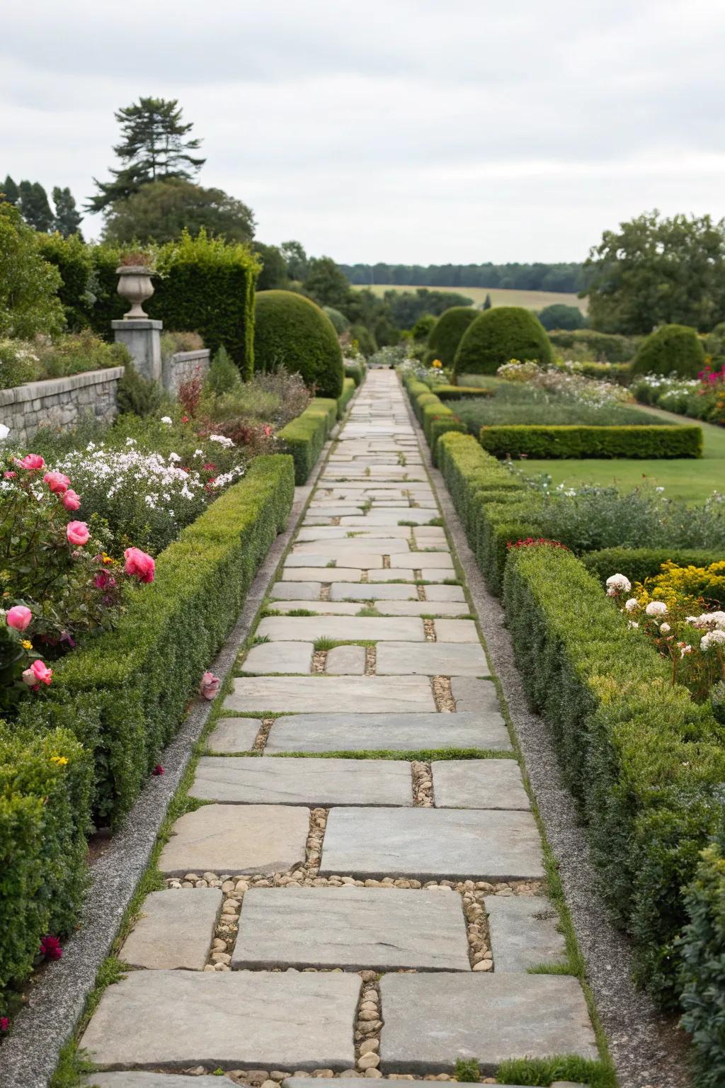 Upright routes deliver a structured refinement to garden layouts.