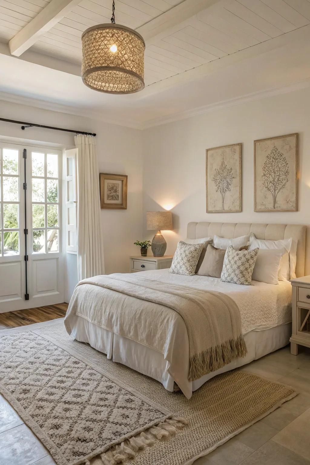 Soft colors bring warmth and serenity to the bedroom.