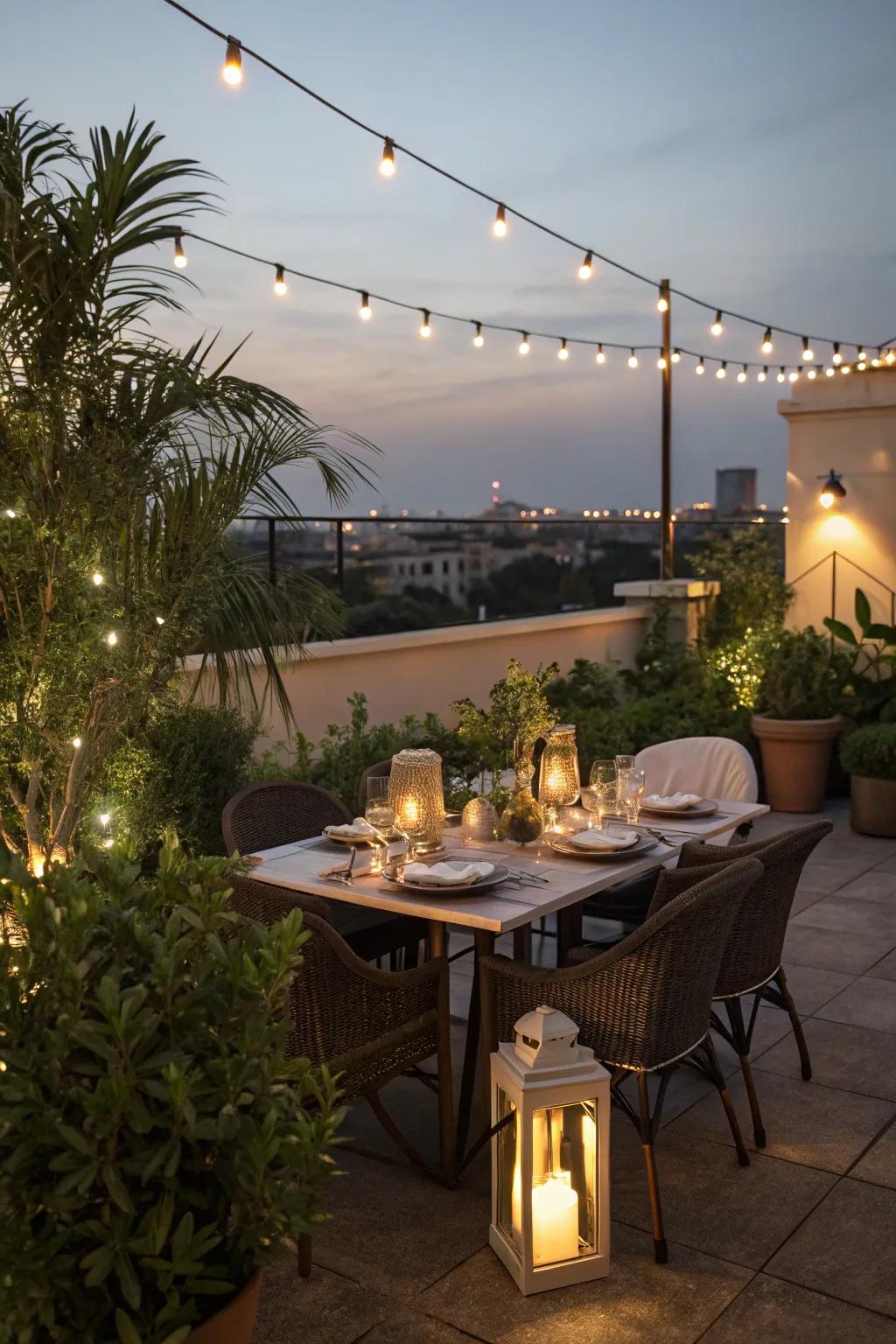 Savor meals beneath the stars with a rooftop dining arrangement.