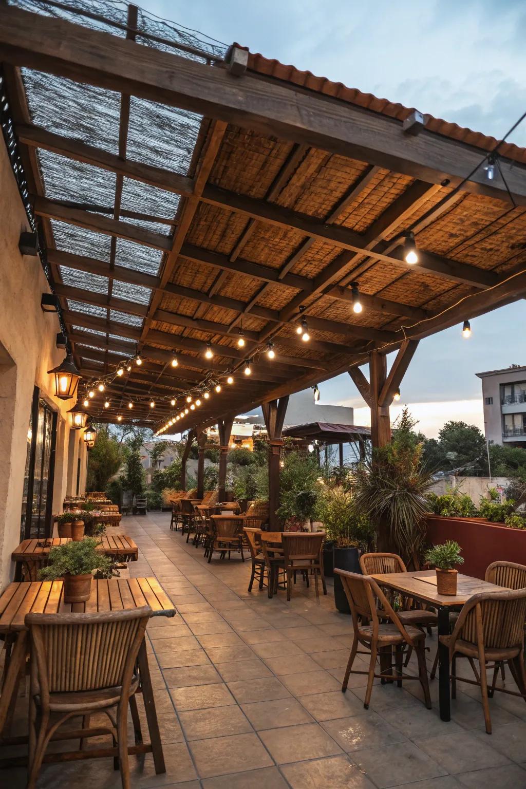 Exposed beams give off a solid, countryside charm.