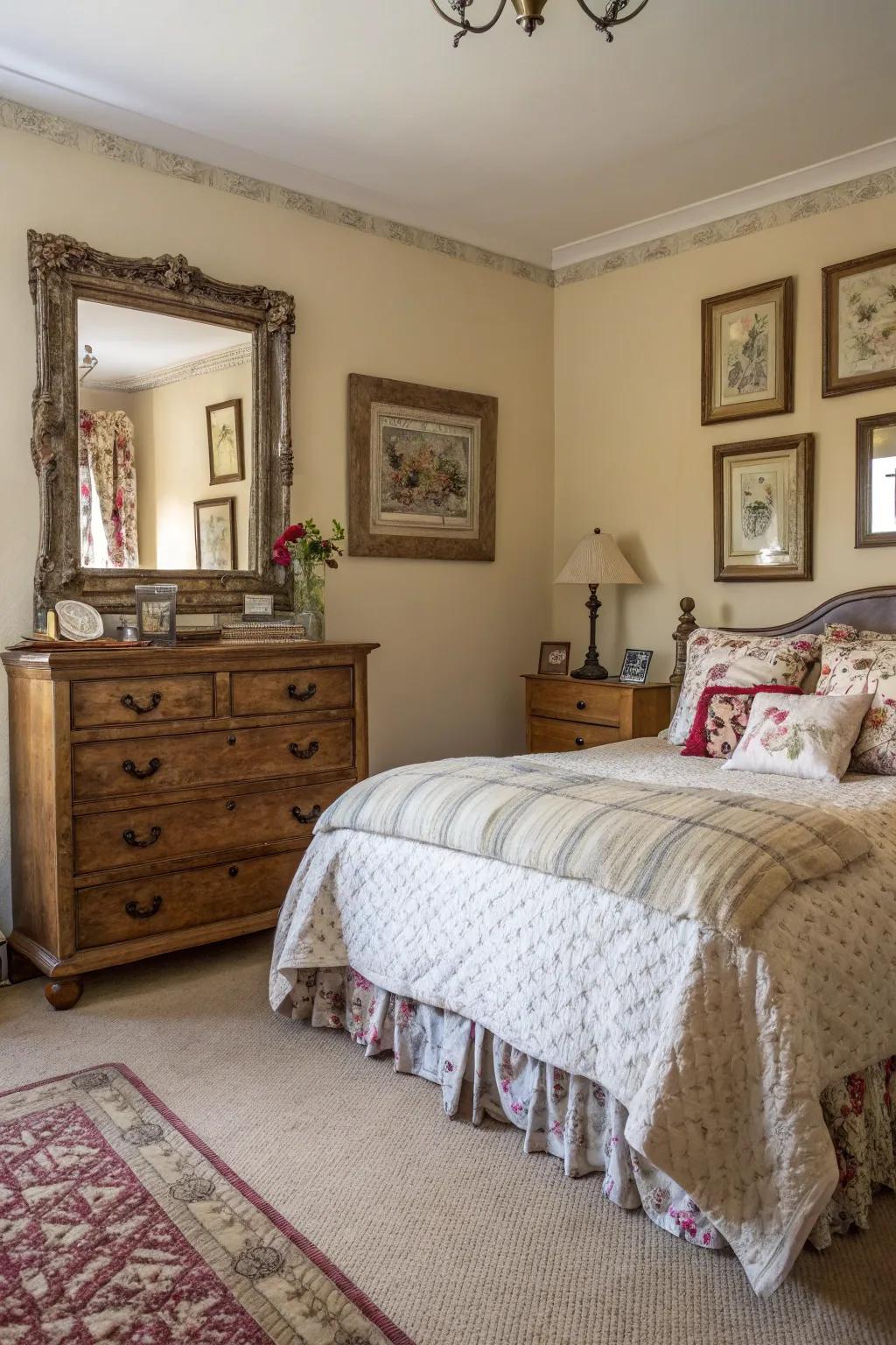 Period embellishments bring distinctive charm to this countryside bedroom.