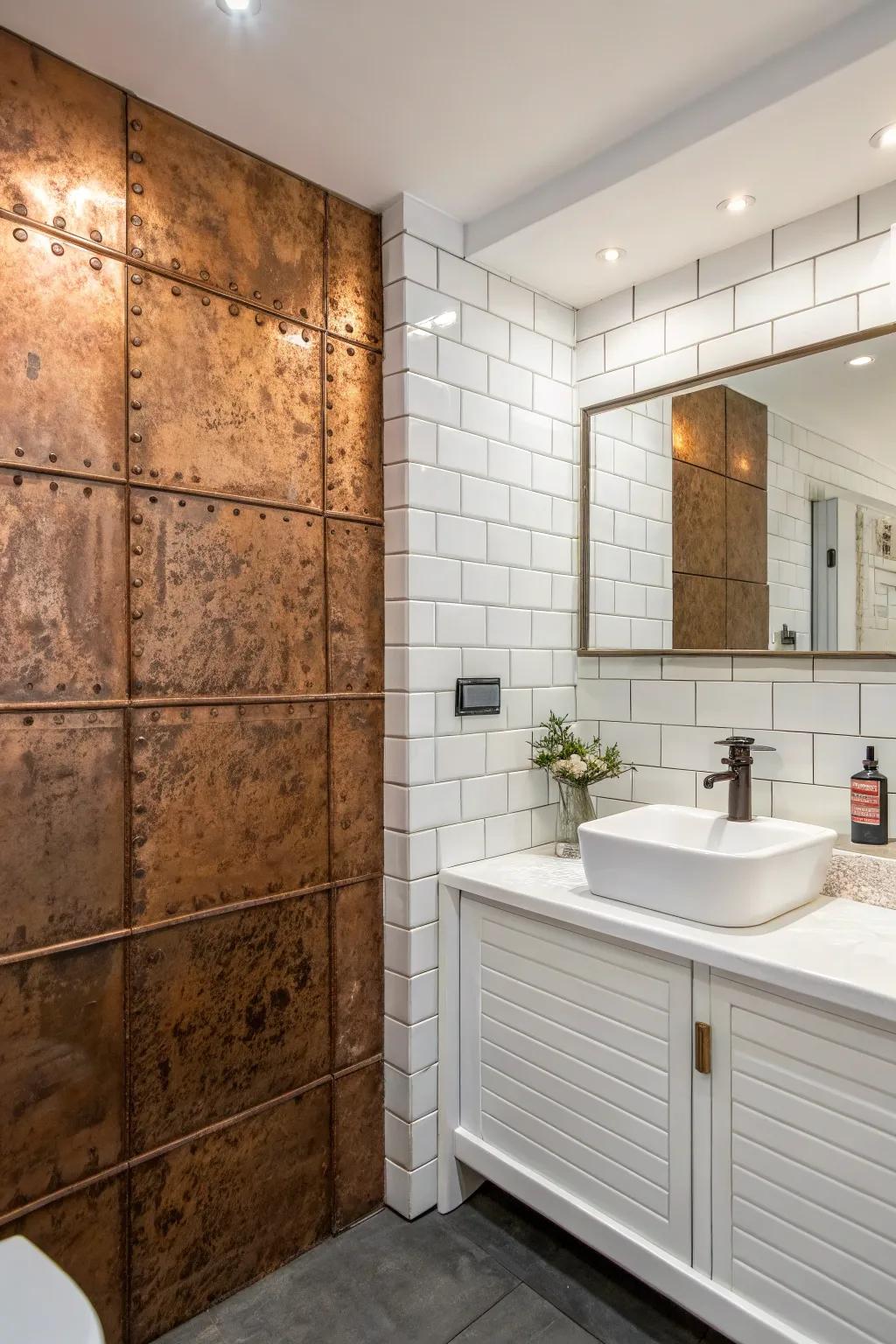 Add depth and texture with copper wall panels.