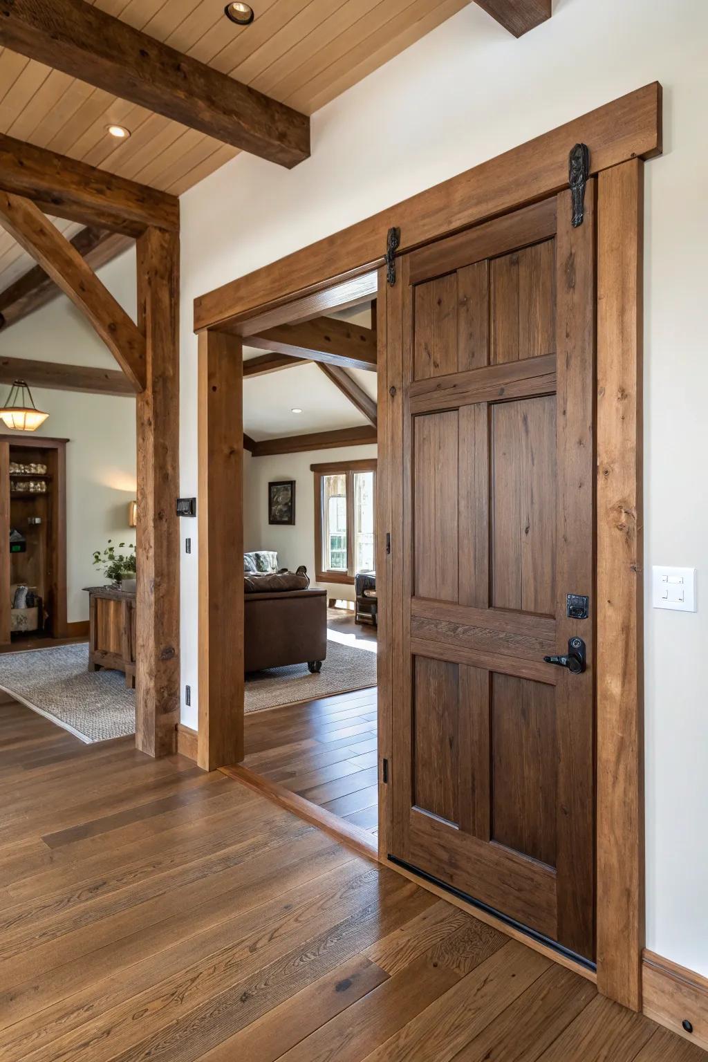 An uncomplicated yet striking entryway casing that distinguishes itself as a structural attribute.
