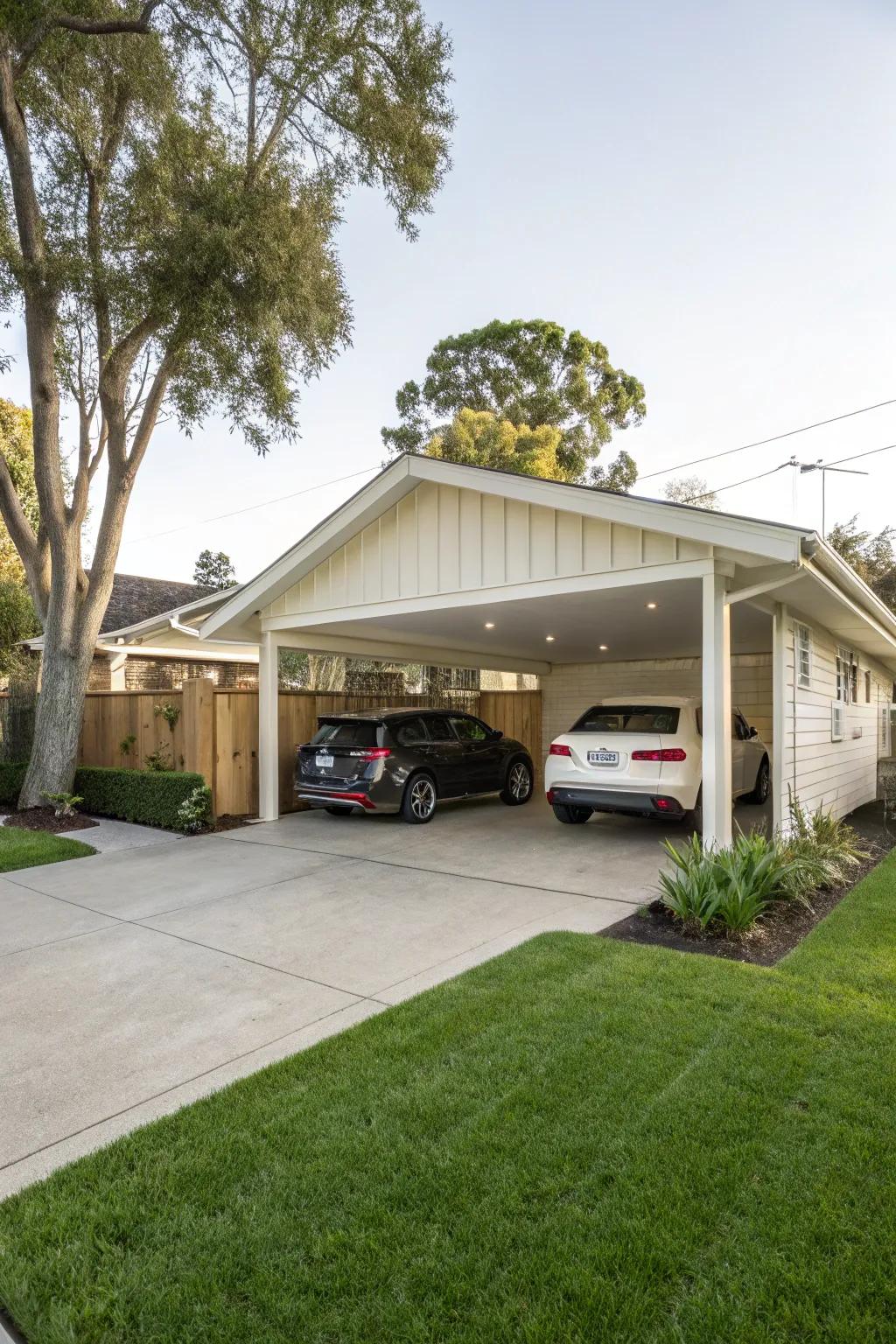 A multipurpose vehicle port with ample space for personalization.