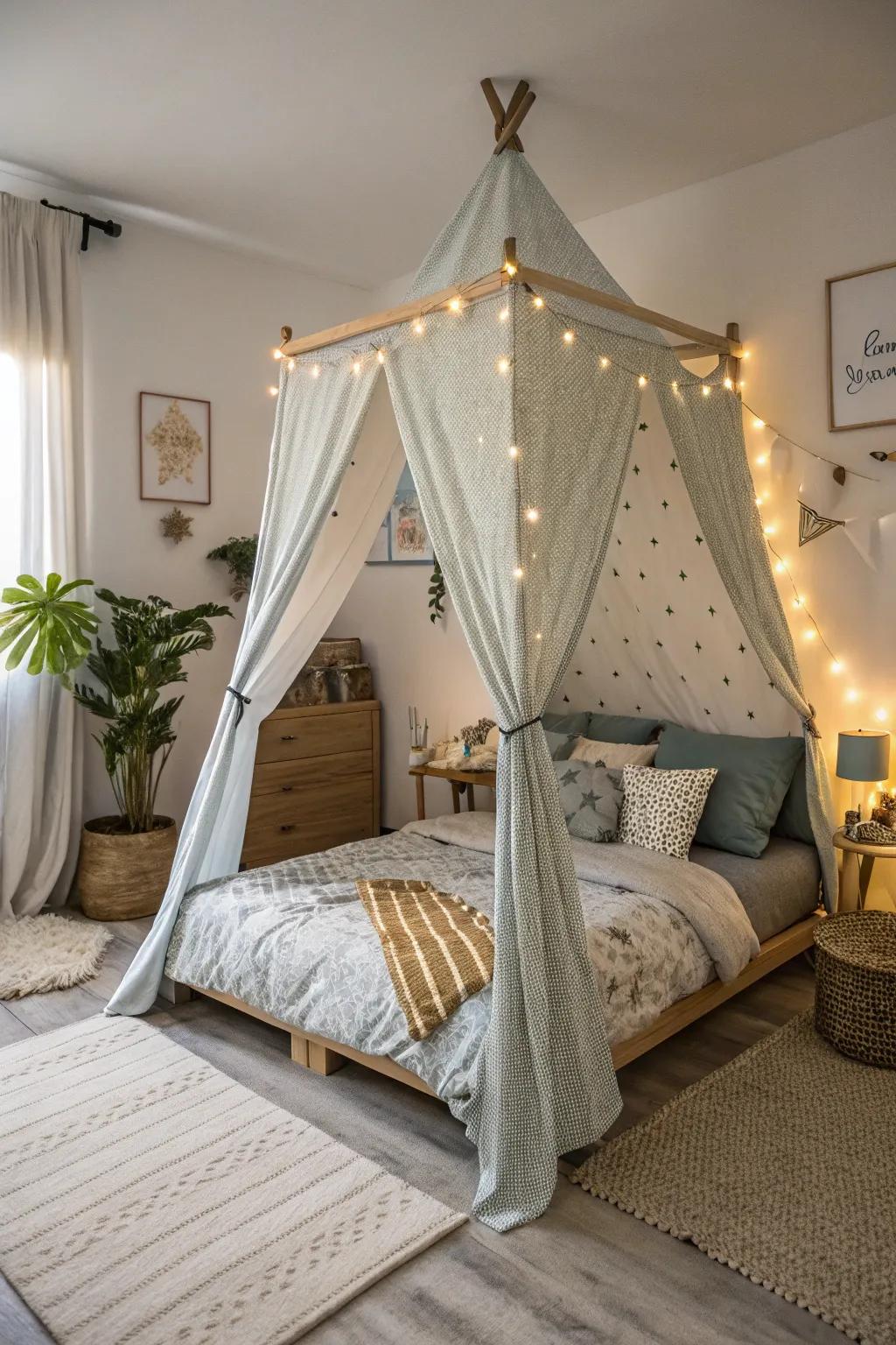 A canopy or tent adds a sense of adventure and comfort.