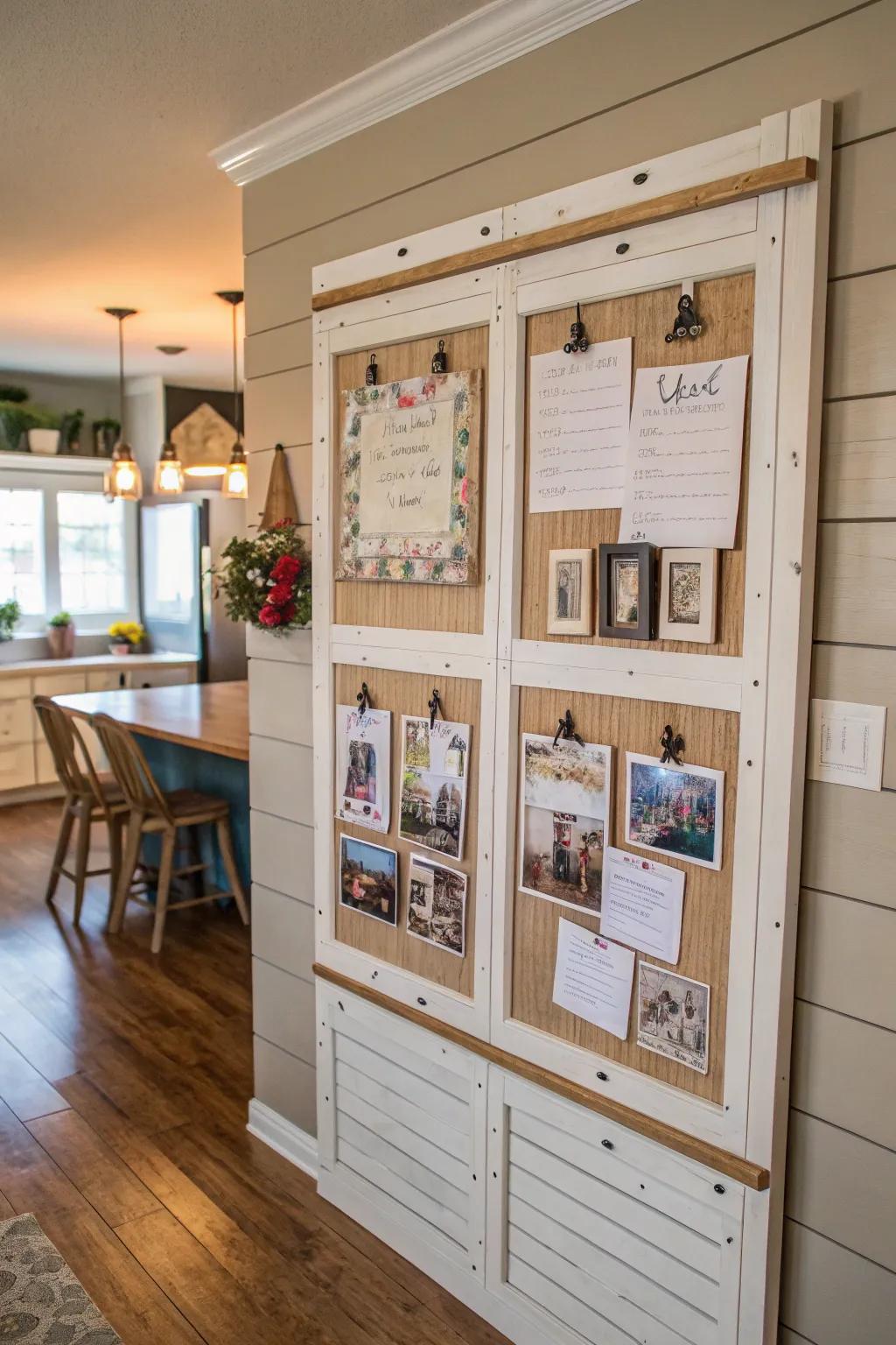 Cultivate organization and connectivity with a family-oriented paneled pinboard.