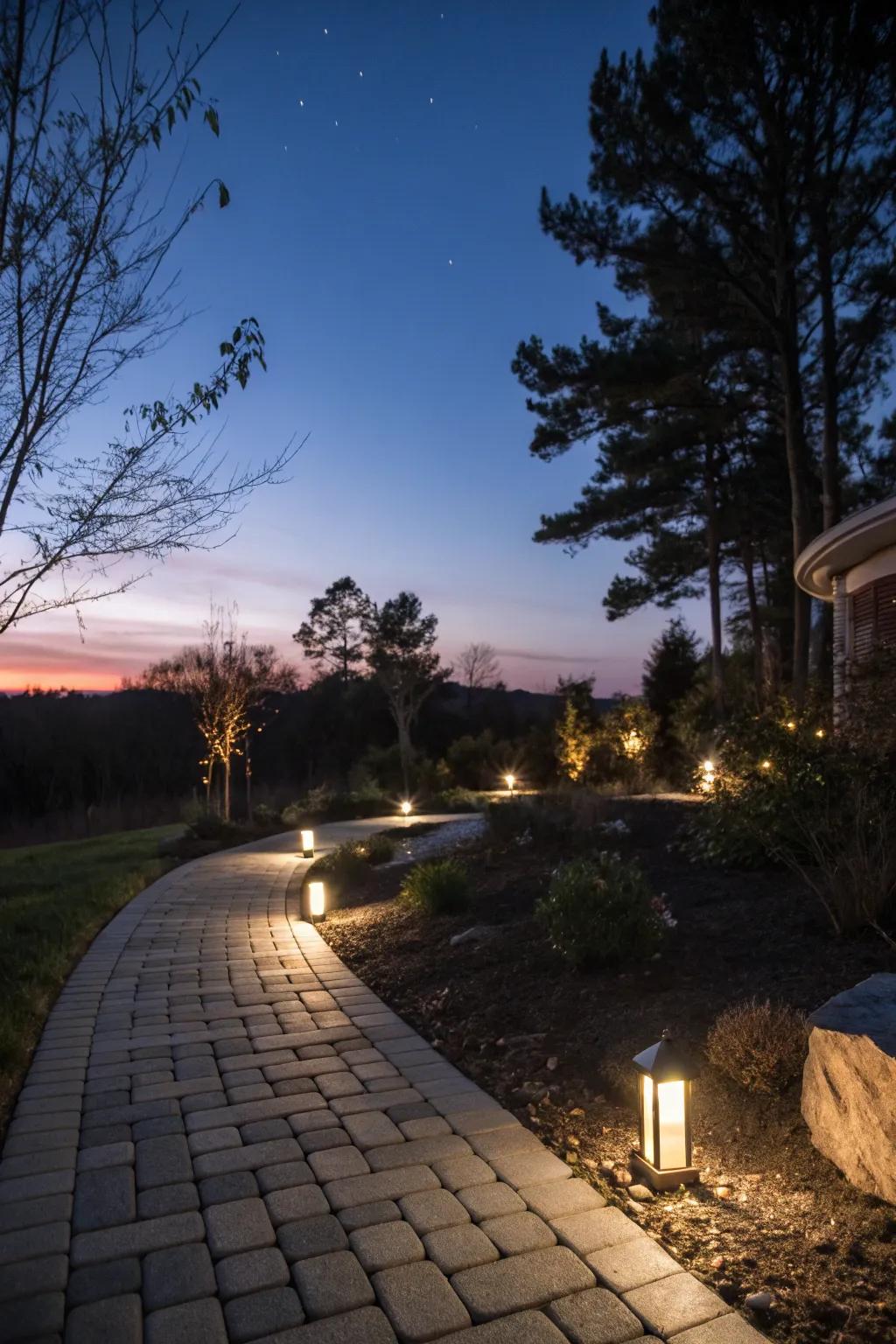 Walkway illumination transforms your side yard into a magical area.