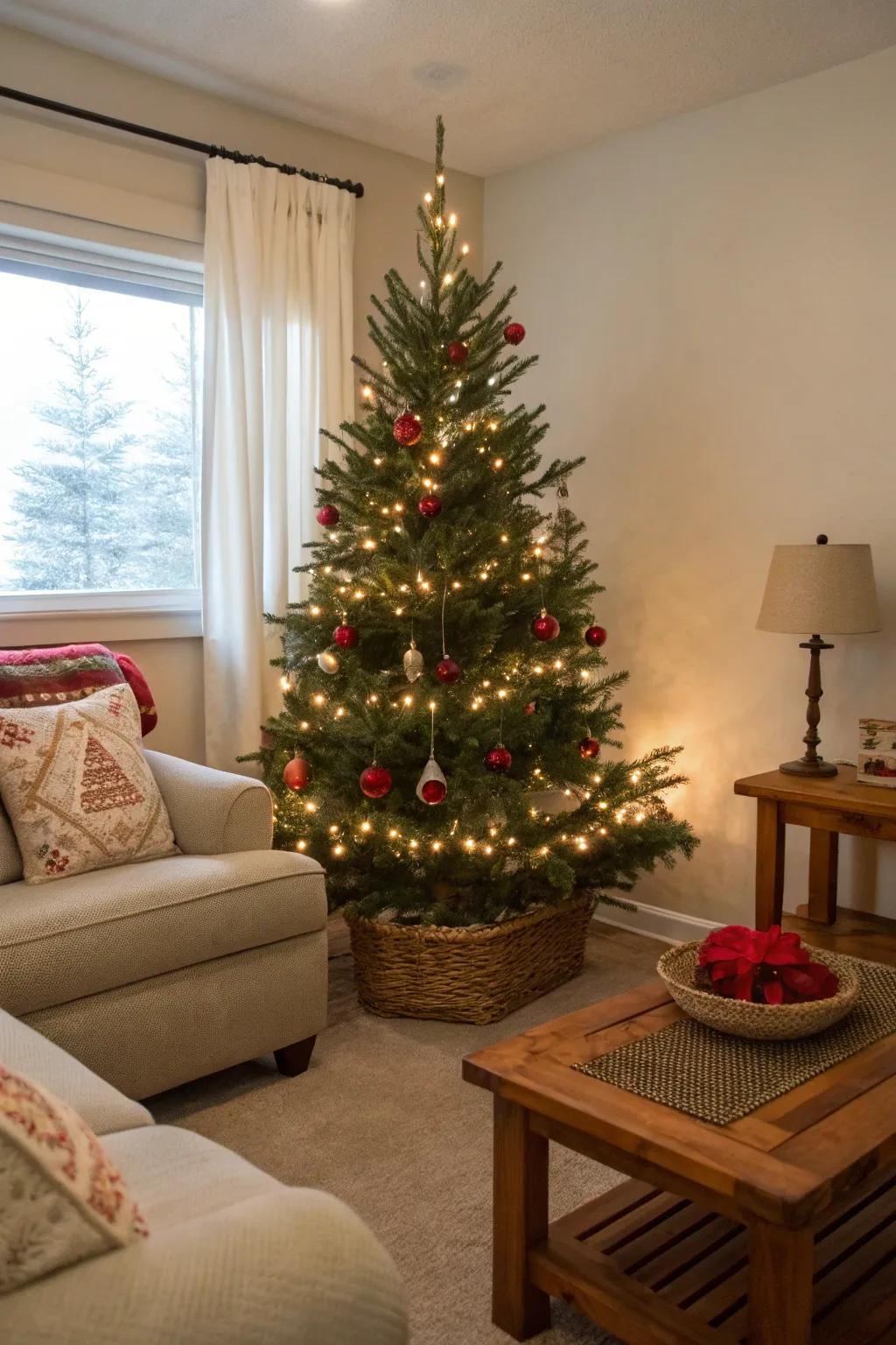 Small space, big impact: a compact Christmas tree.