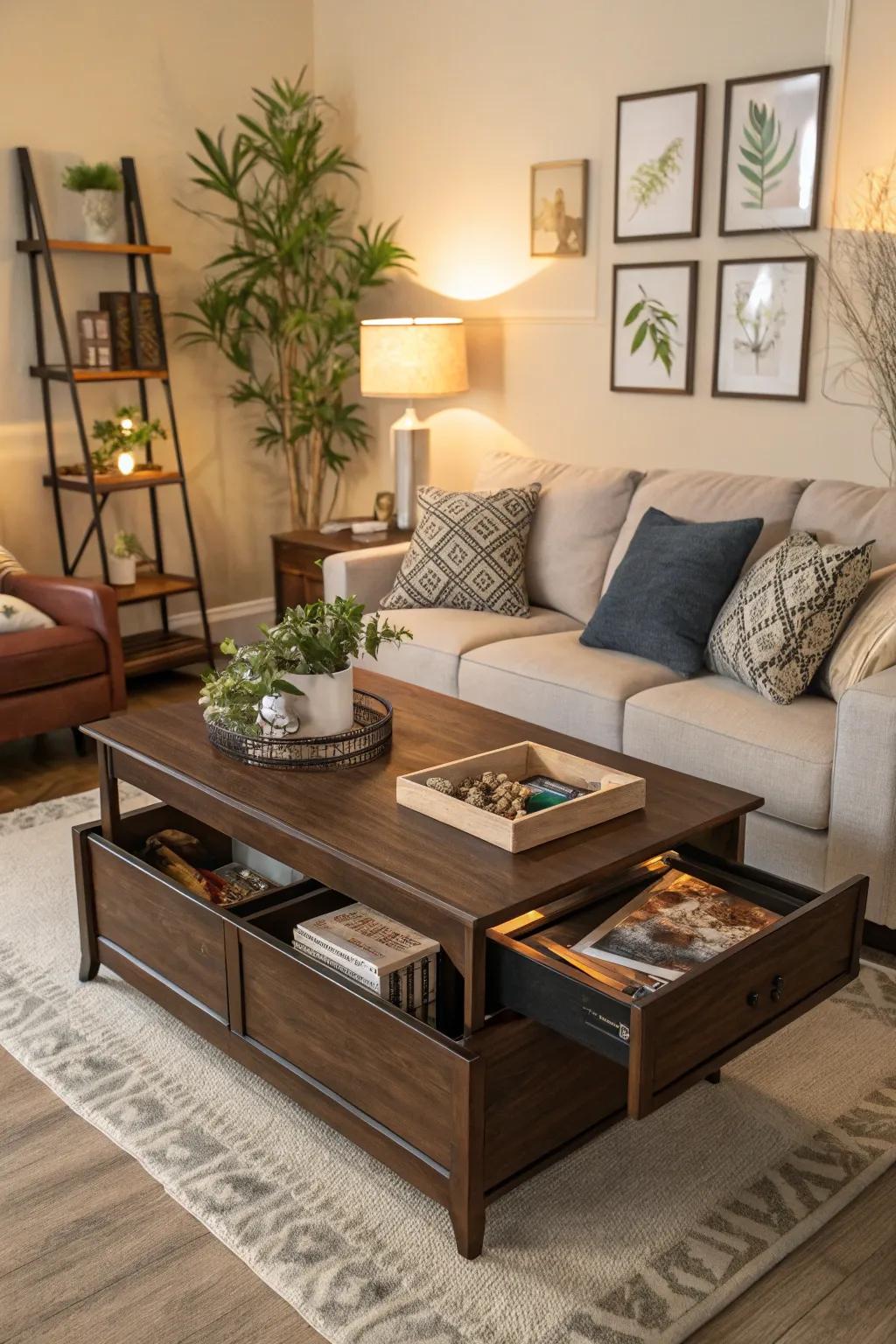 Maximum space and usefulness are achieved with flexible furniture.