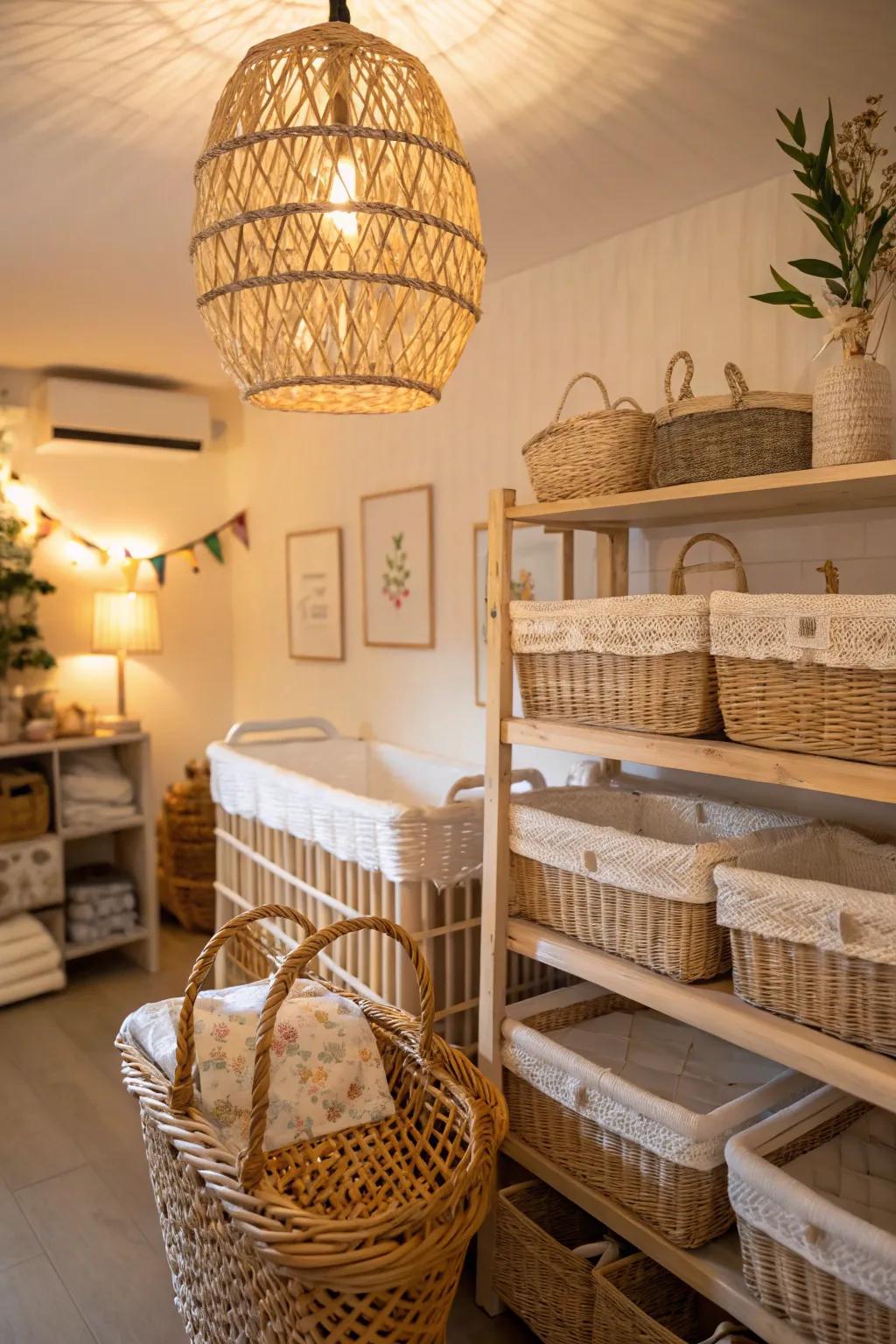 Raw elements bring a genuine touch to the nursery layout.