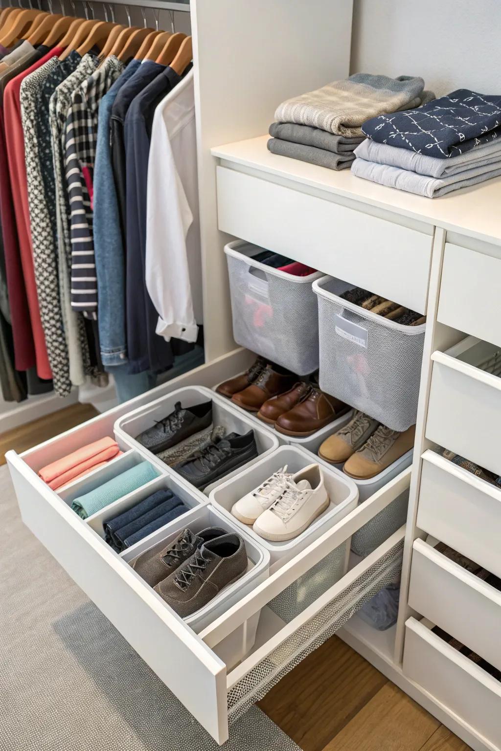 Slide-out bins keep everything within reach.