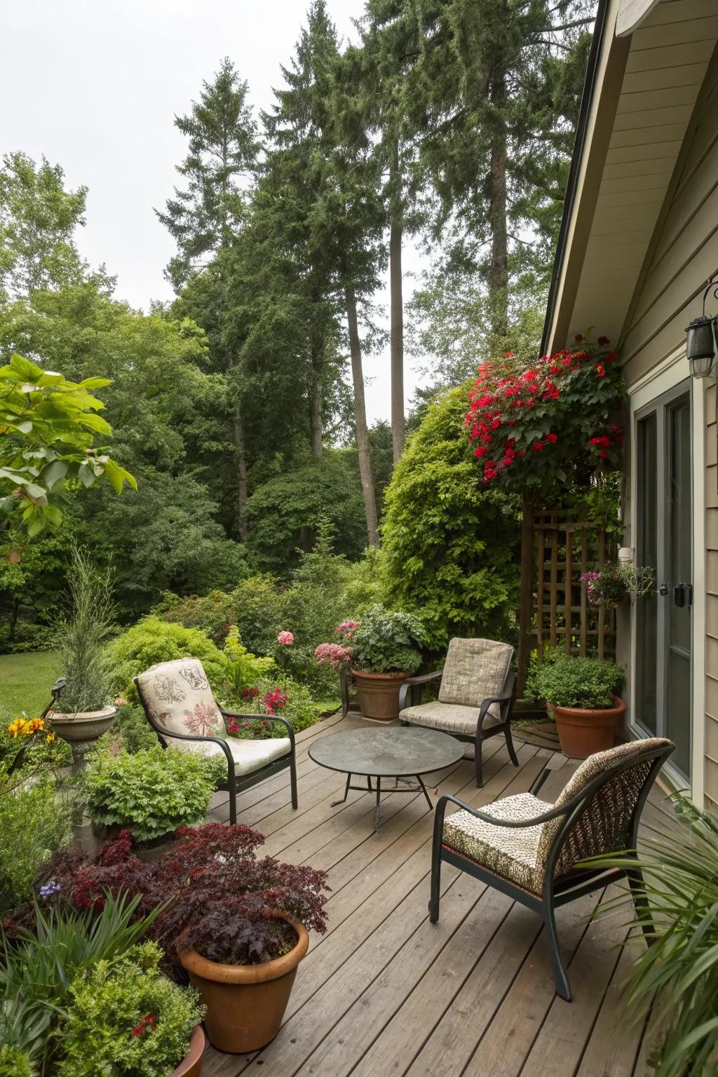 Lush plants infuse your deck with life and peace.