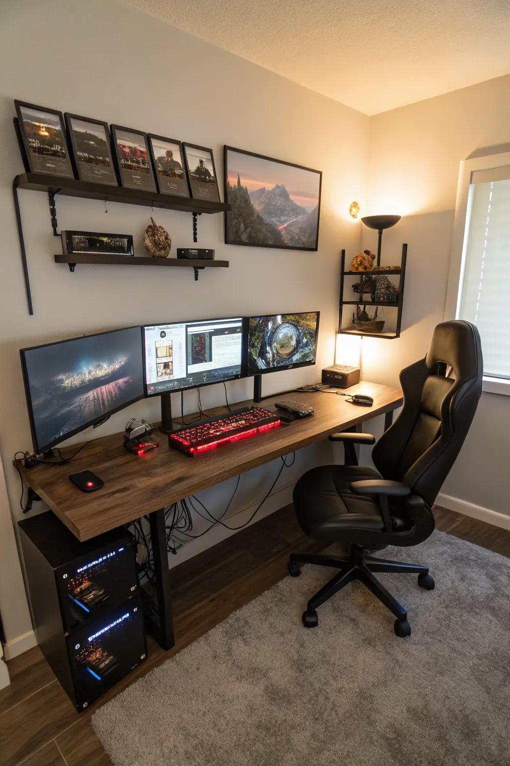 Screens on the wall are a neat way to save space.