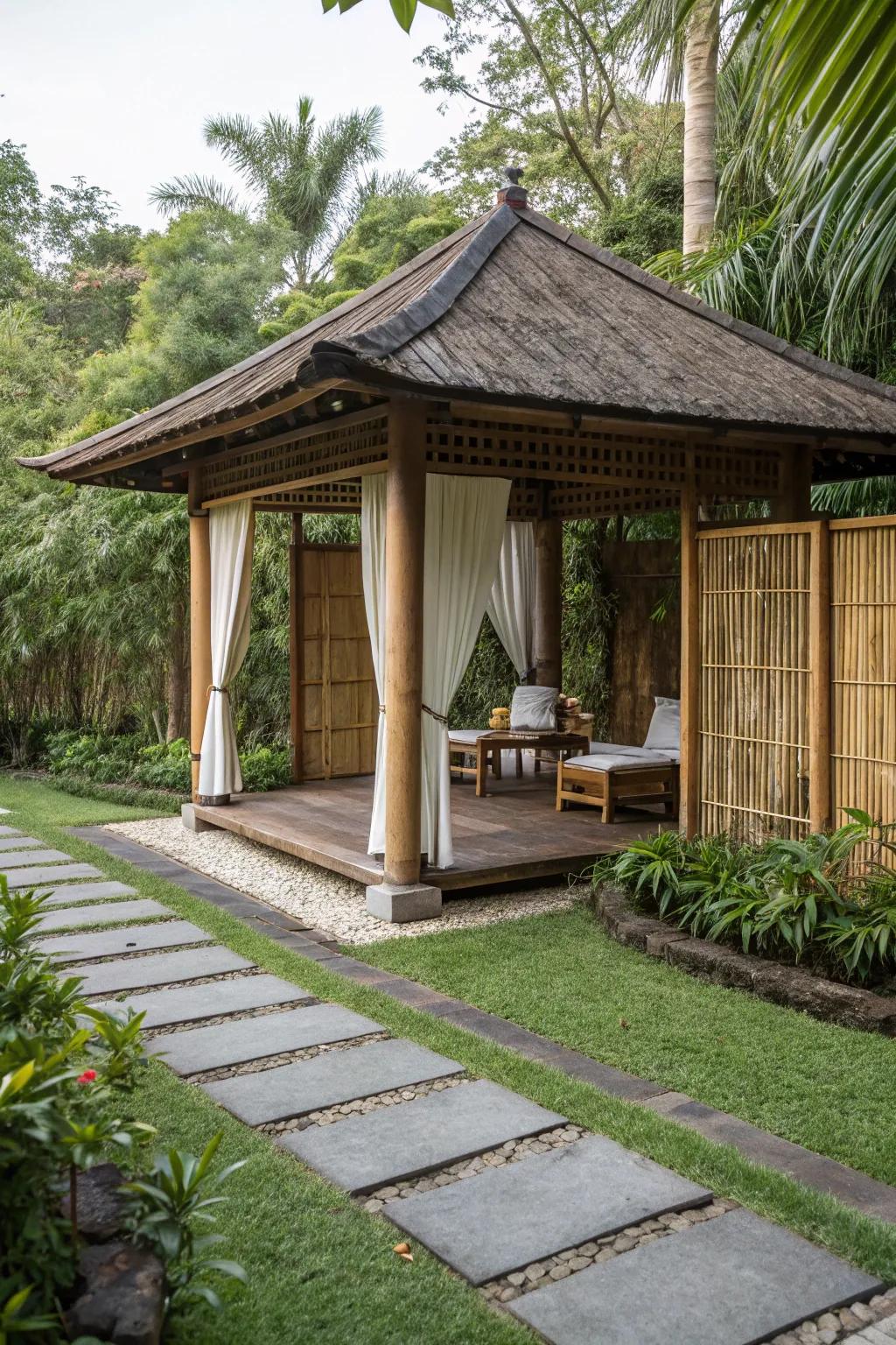 Discover serenity in a modest Zen-inspired pavilion.