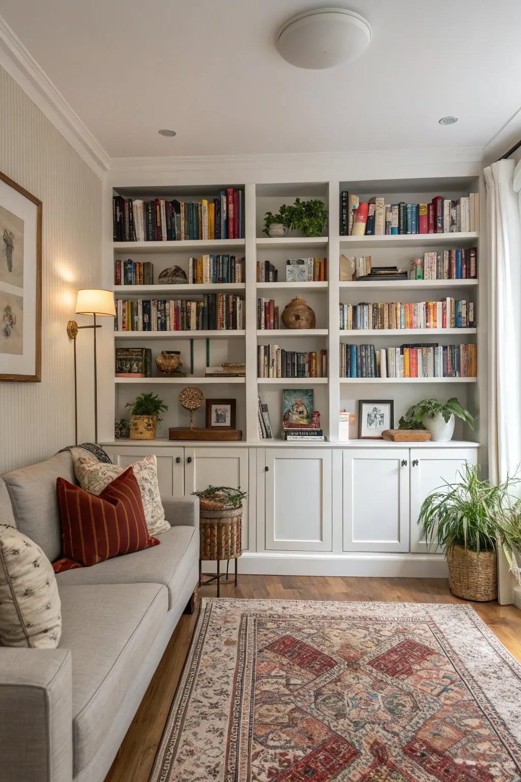 Built-in shelves give you storage and add a touch of style.