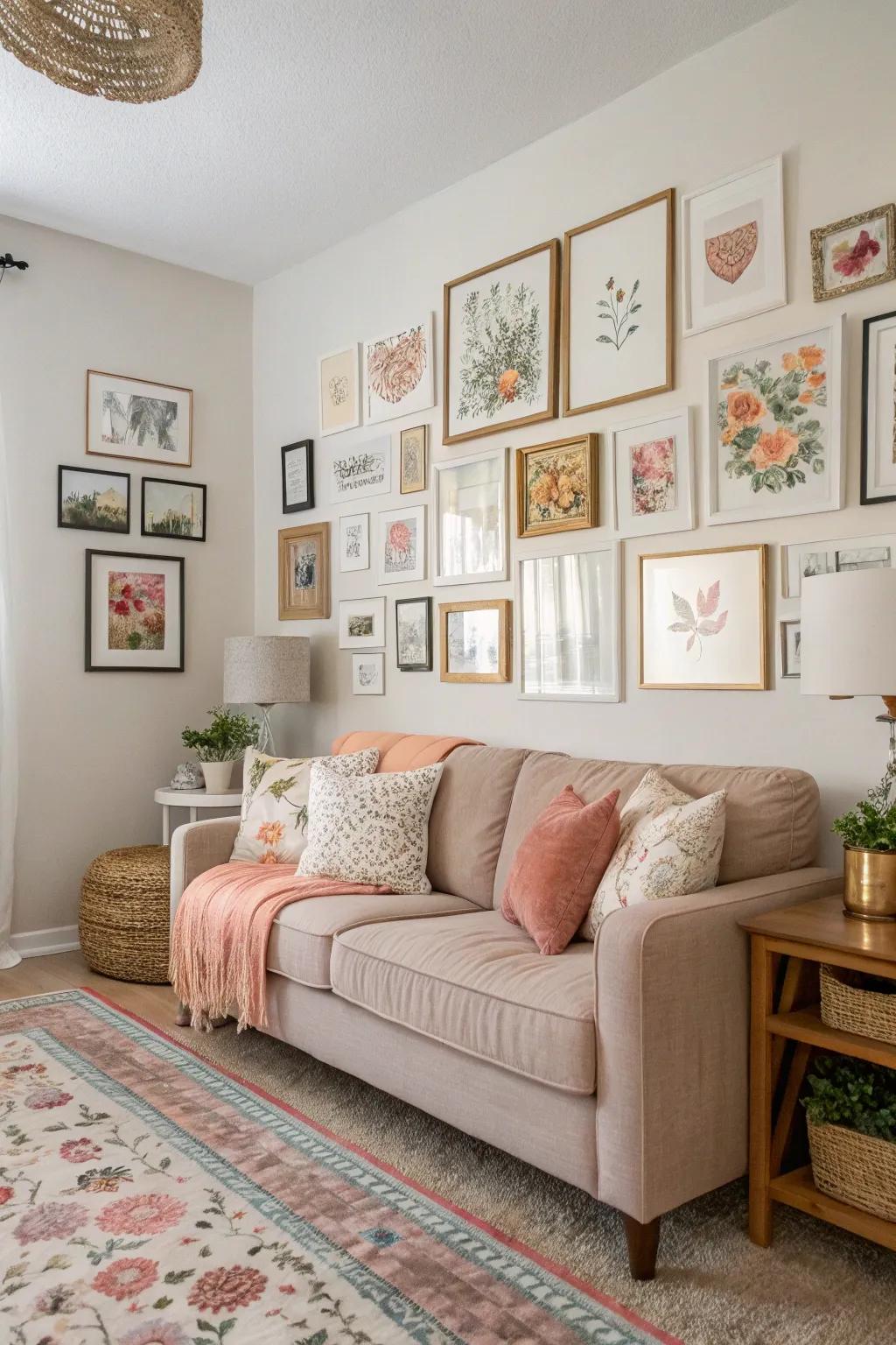 Wall art adds depth and a personal touch.