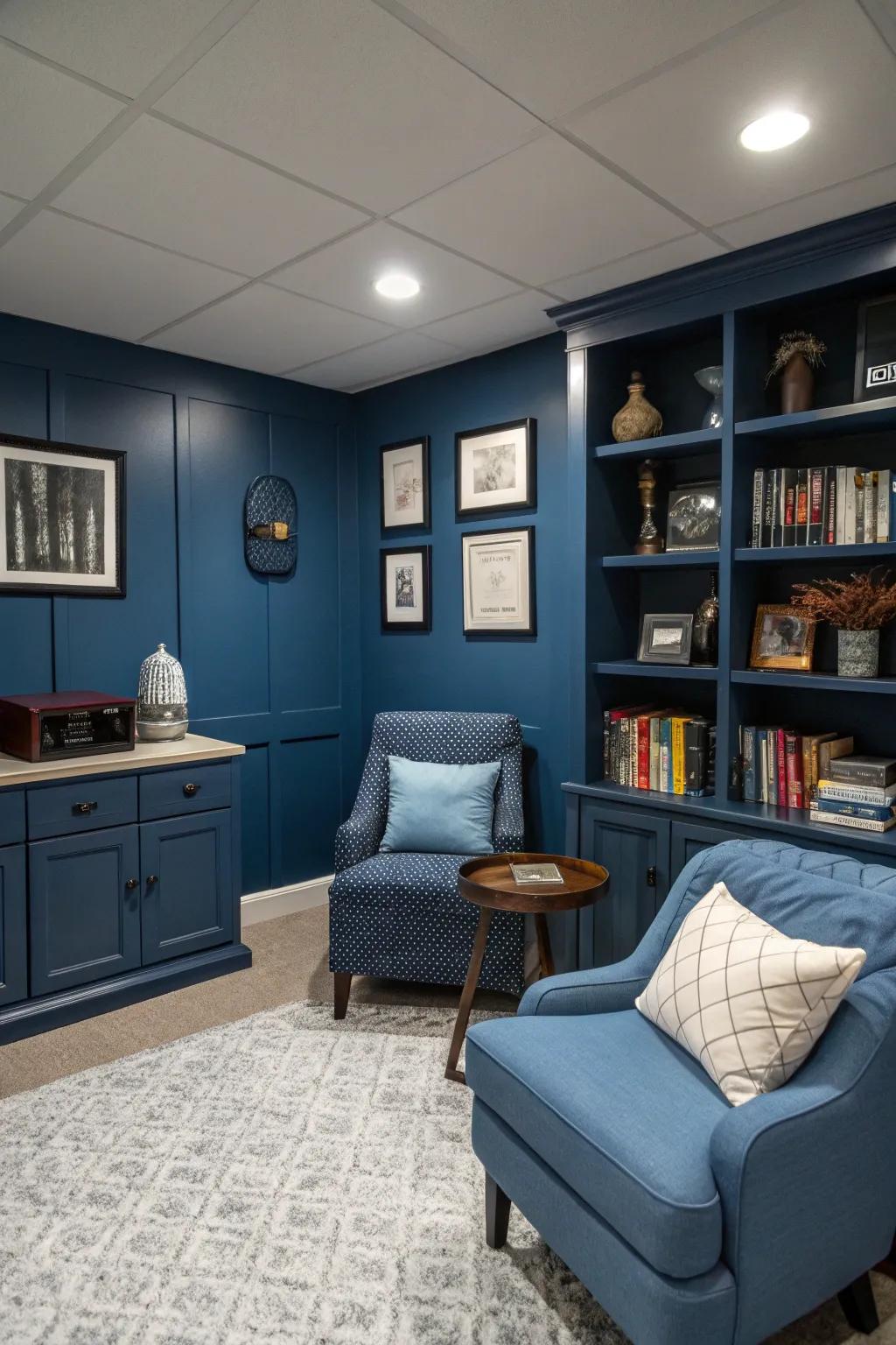 A single-color scheme in shades of blue creates an open and unified appearance.