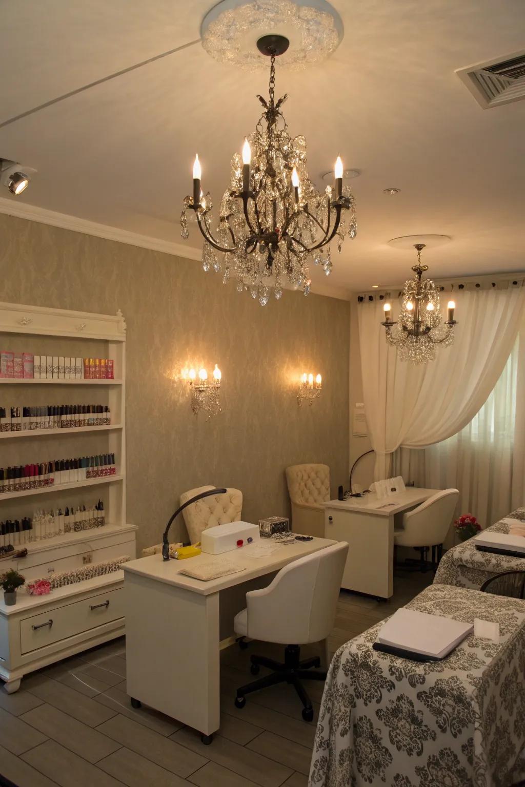 Gentle lighting can really transform the vibe of your nail room.