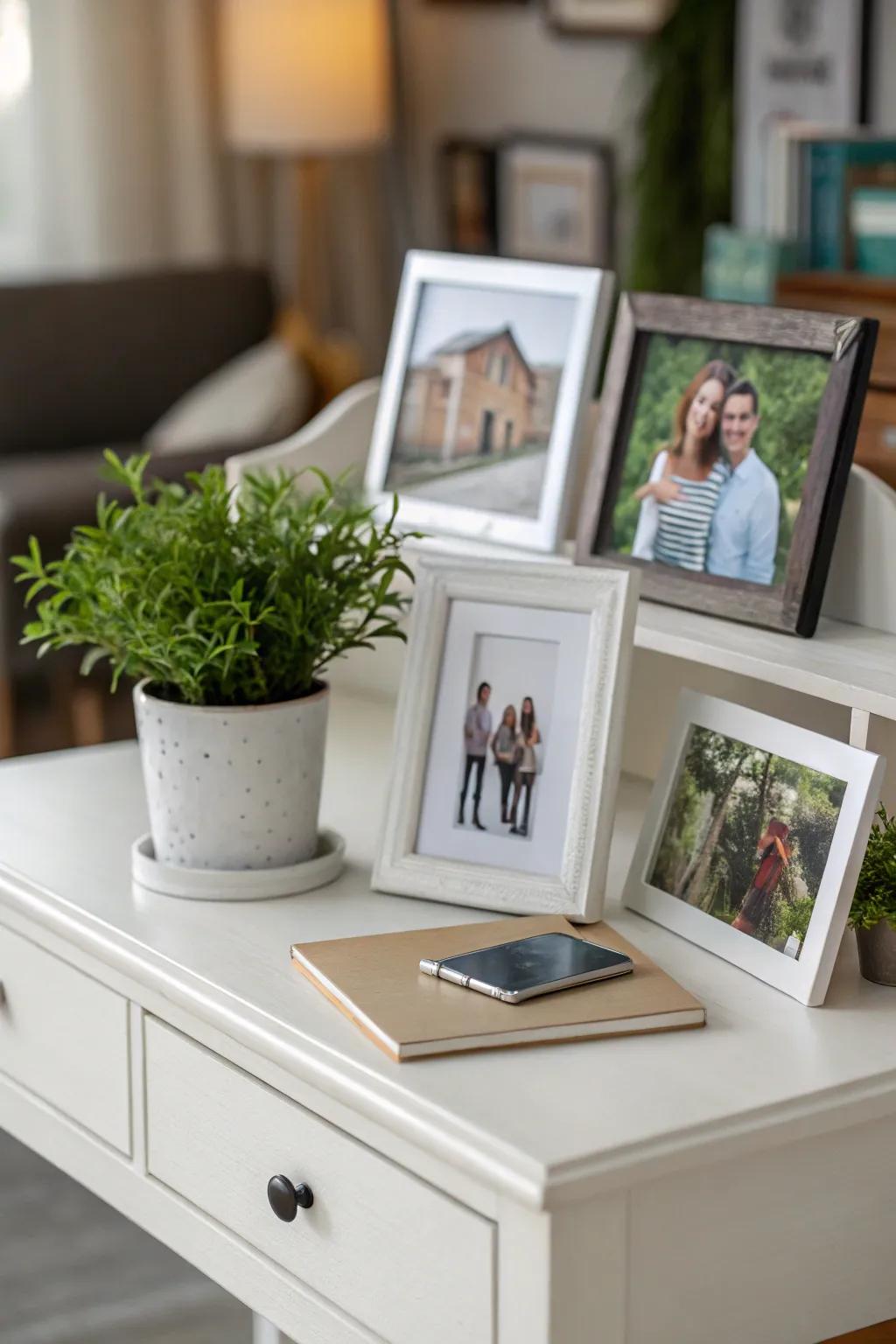 Personal touches make your office space feel inviting and cozy.