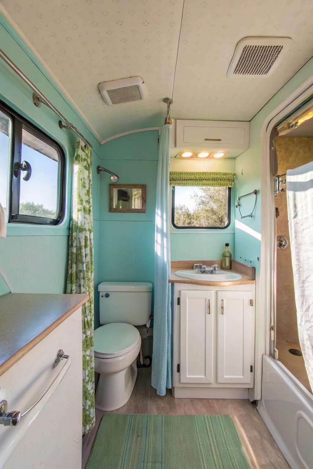 Light tones give the illusion of extra space in small bathrooms.