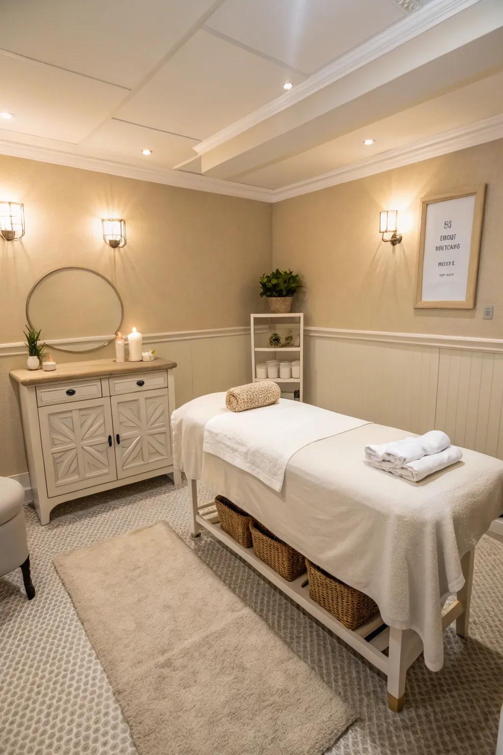 Neutral colors expand the visual space, creating a calming environment.