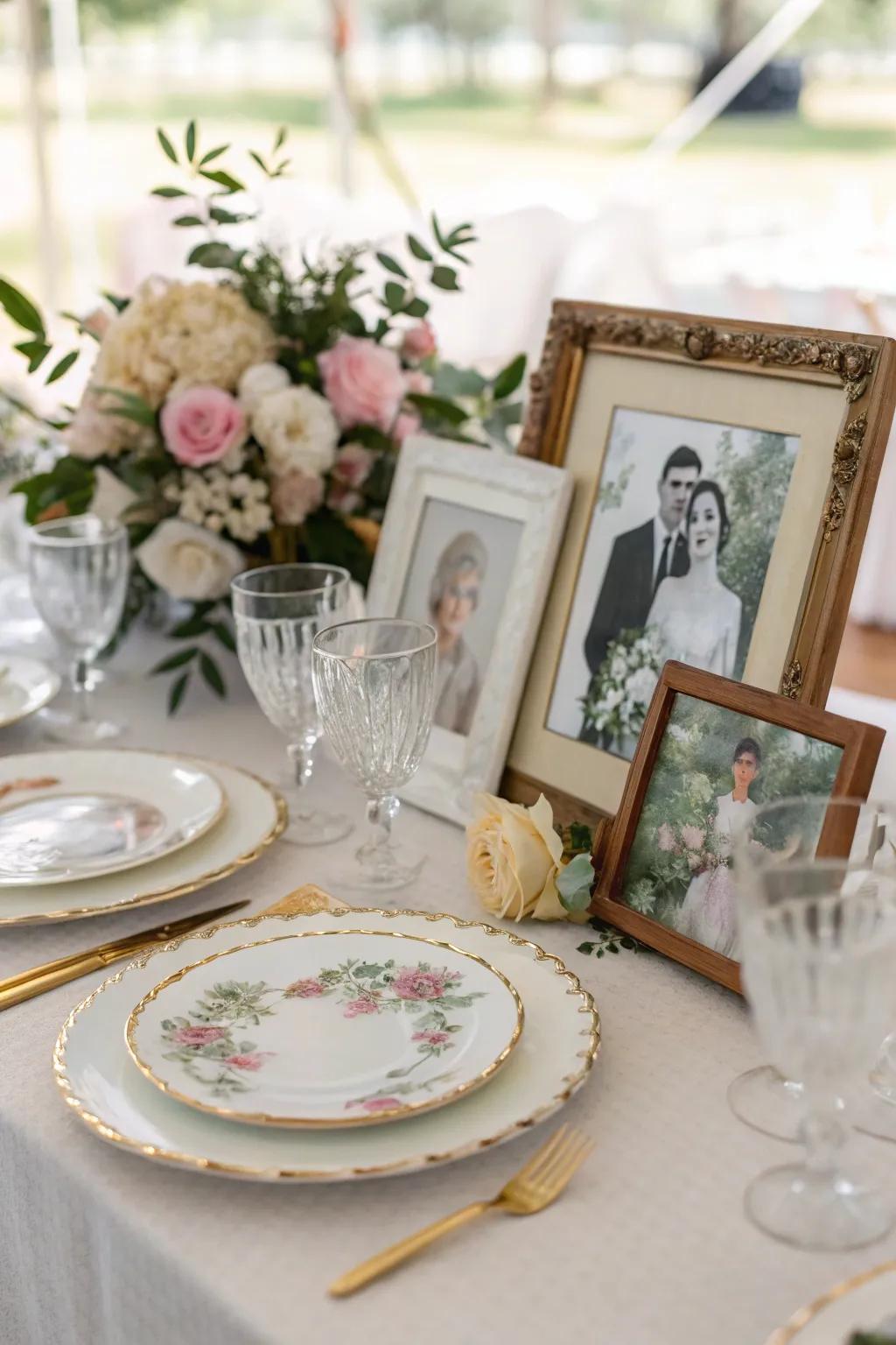 Cherished heirlooms interwoven into the wedding's aesthetic, bestowing a profound significance.