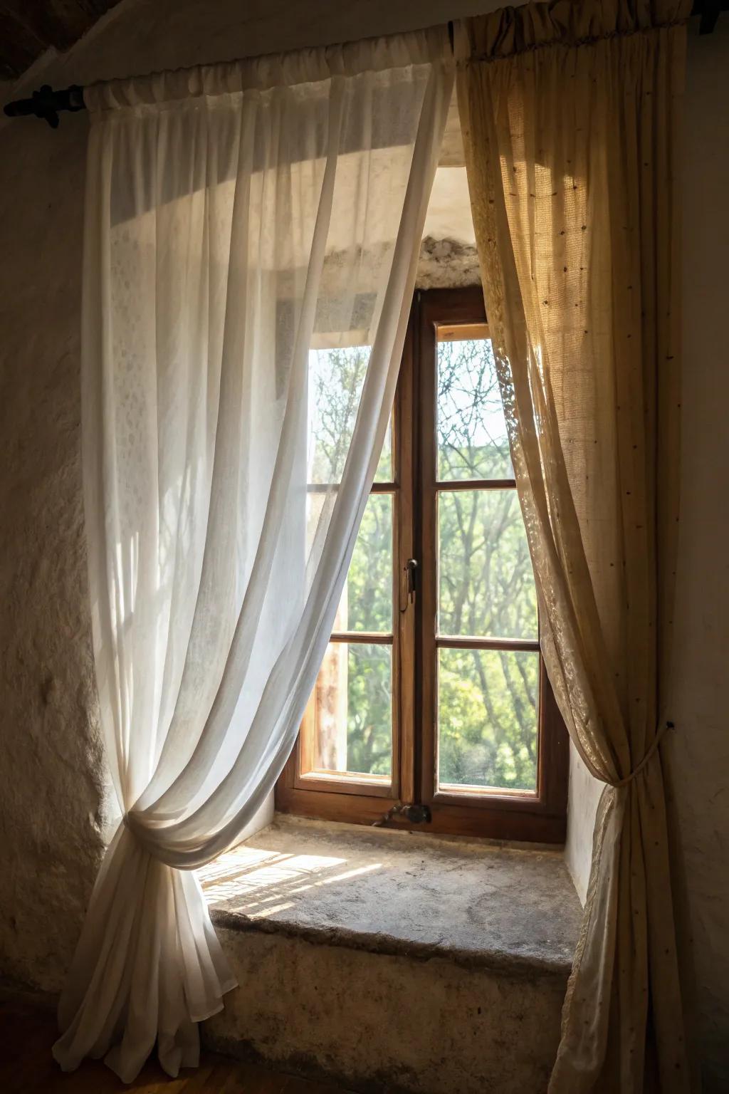 Layered curtains deliver flexibility and a stylish design for smaller windows.
