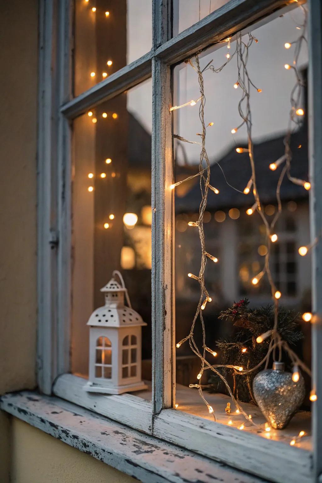 A small window display beautifully enhanced with light play.