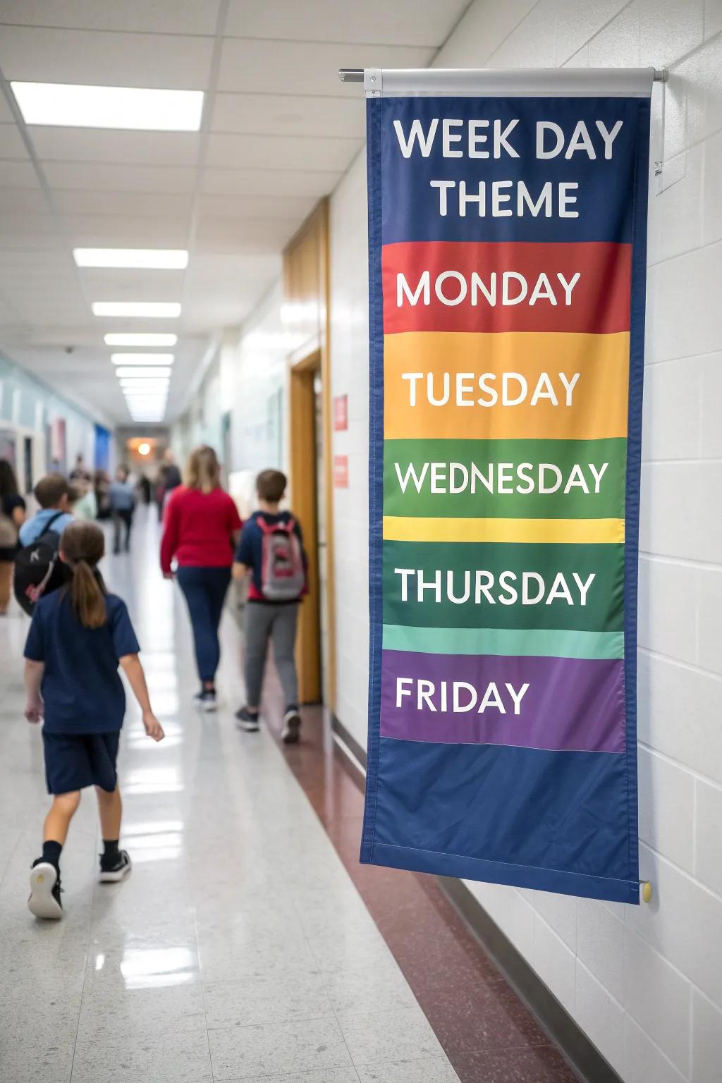 A practical and stylish weekly schedule banner for Spirit Week.